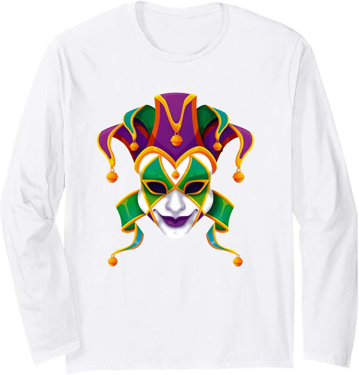 Mardi Gras Masquerade Mardi Parade Costume Mens & Womens Long Sleeve T-Shirt - Adult Unisex White