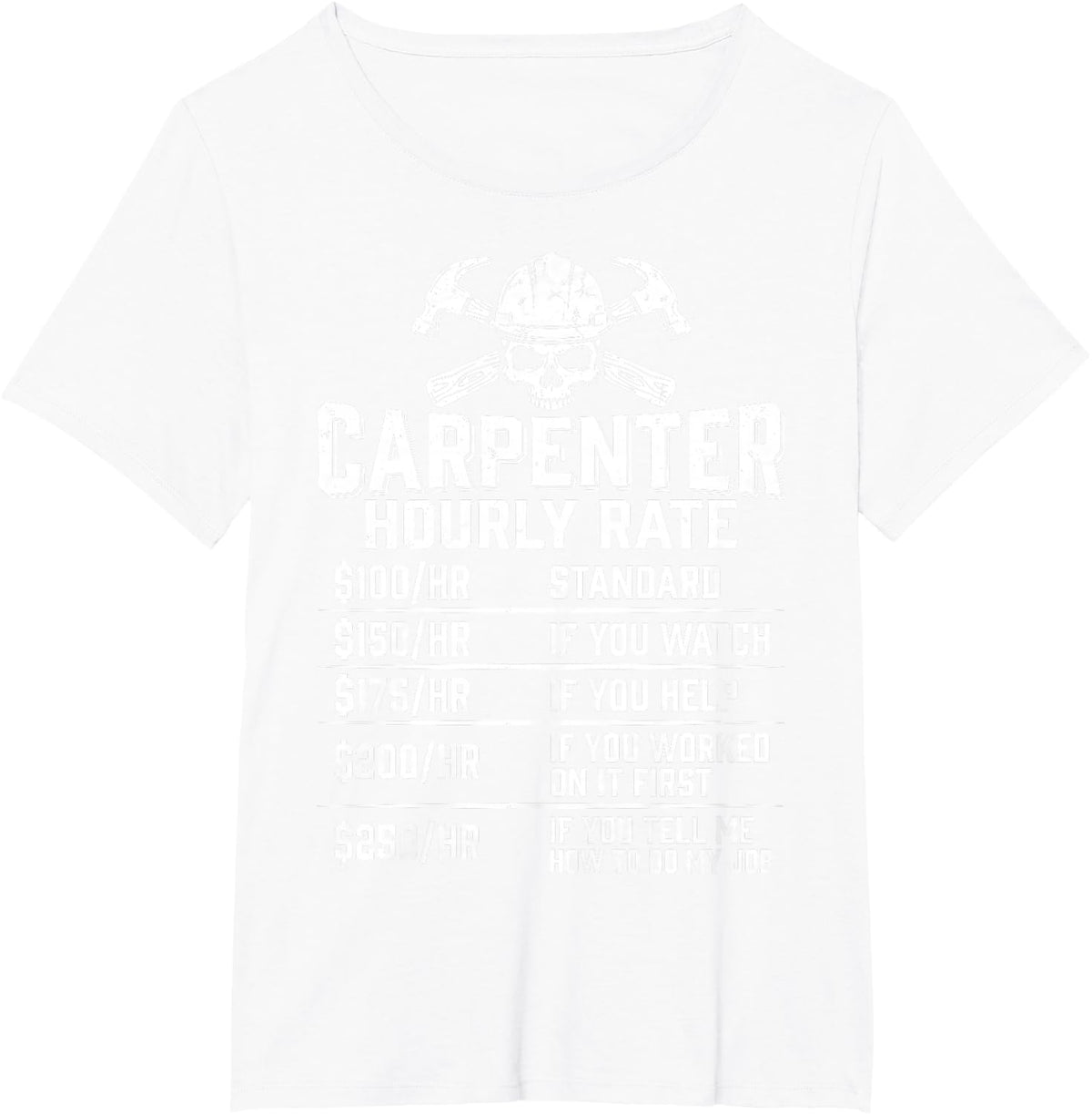 Carpenter Hourly Rate Funny Carpenter Woodworker Woodworking T-Shirt - White