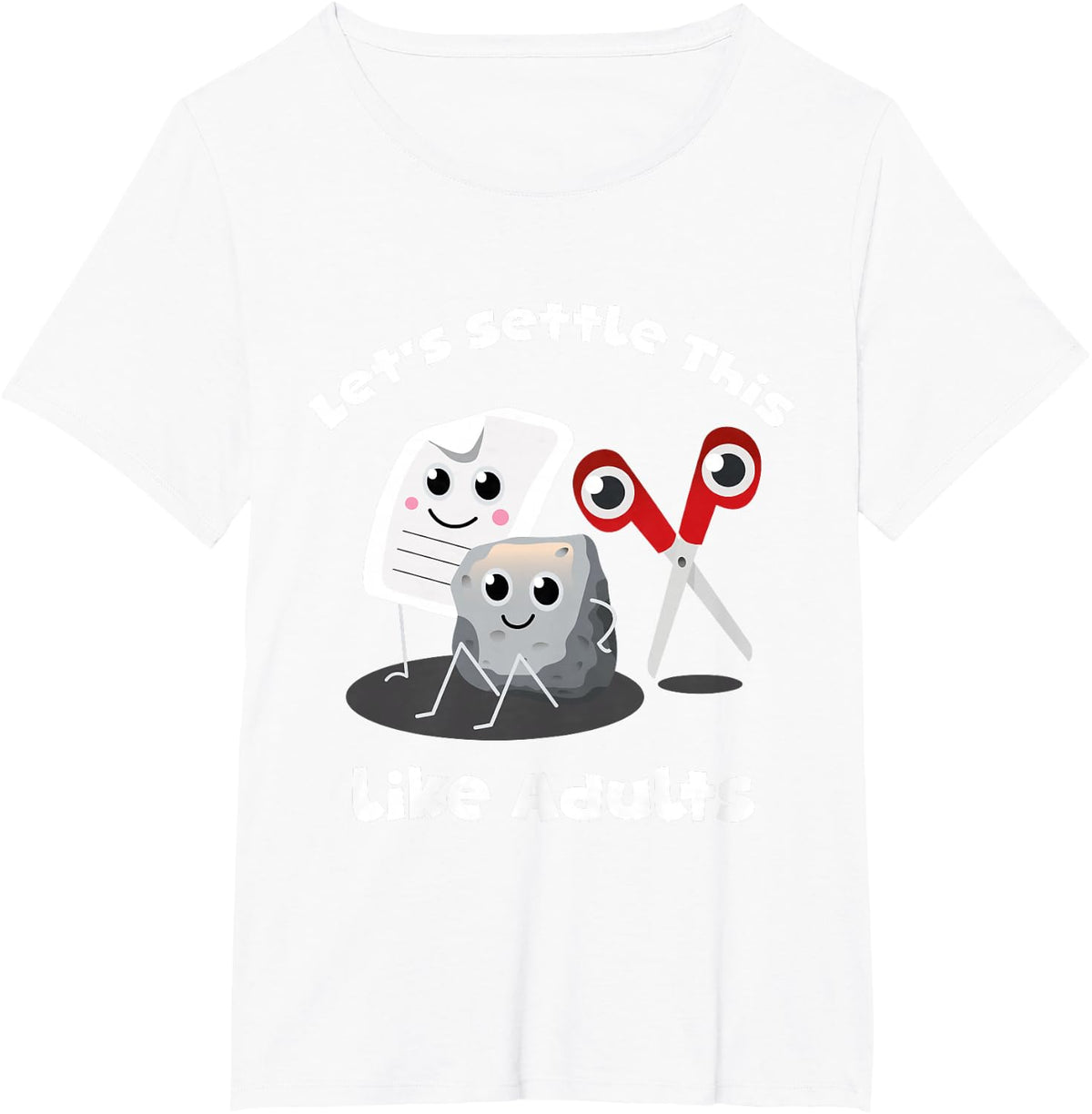 lets settle this like adults tee rock paper scissors funny T-Shirt - White