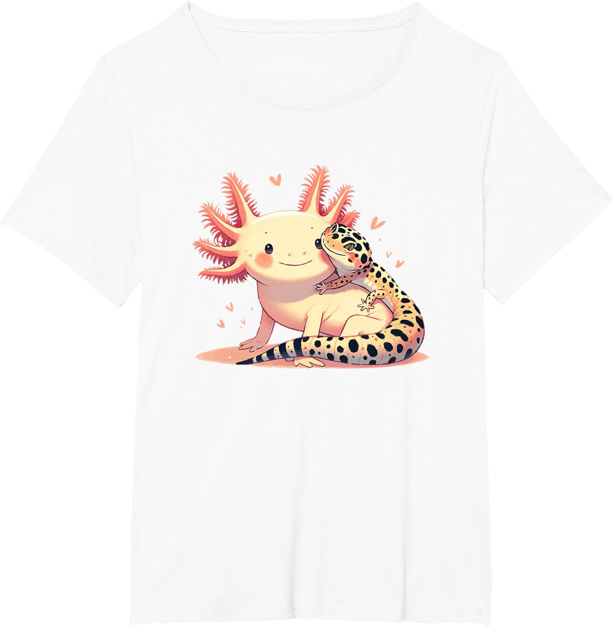 Gecko Owner Pet Herpetology Leopard Gecko Hugging Axolotl T-Shirt - White
