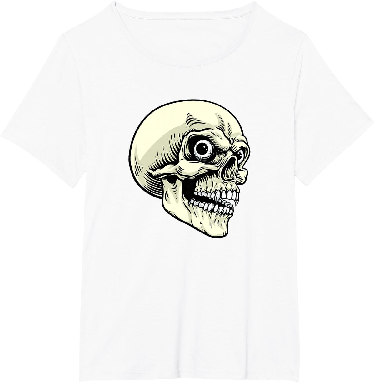 Grim Reaper Skull Horror Skeleton Scary Halloween Design T-Shirt - White