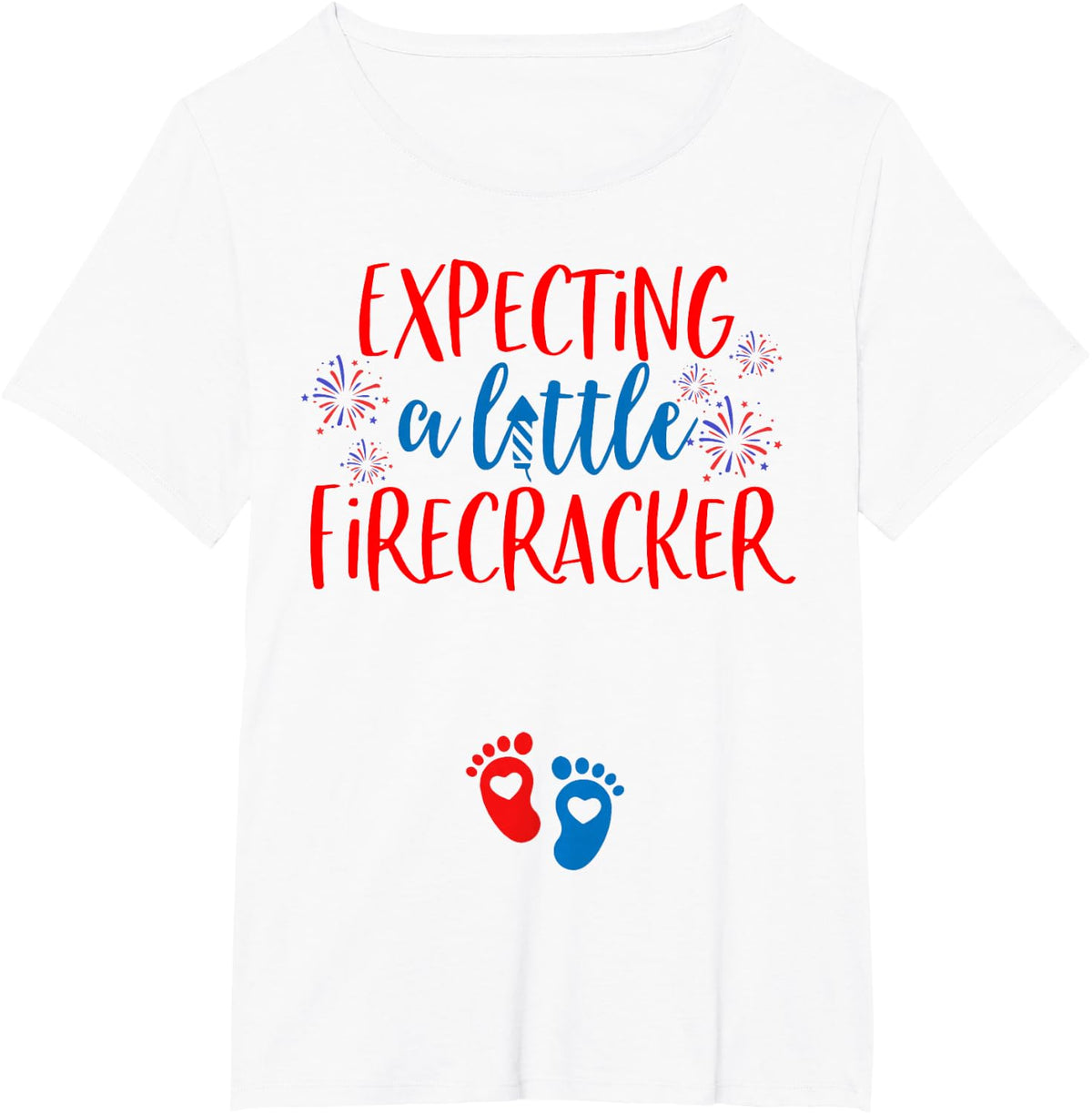 Expecting a Little Firecracker Funny 4th of July Pregnancy T-Shirt - White