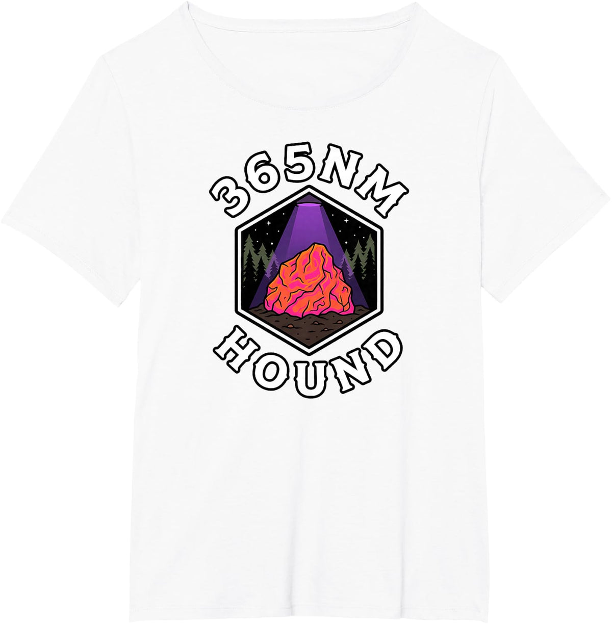 Fluorescent Rockhounding 365nm Hound UV Mineral Light T-Shirt - White