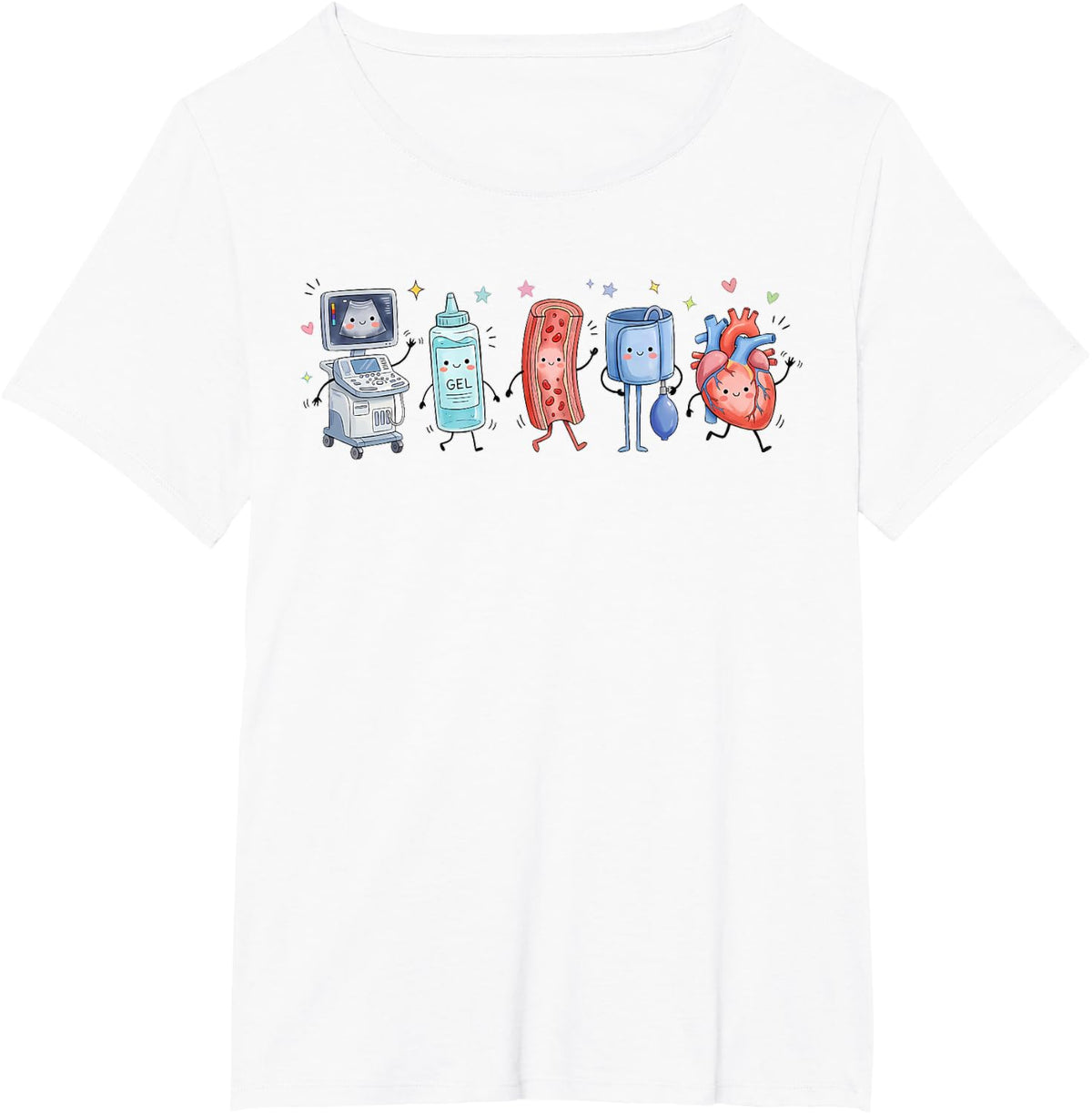 Vascular Sonographer Cute Doodle Vascular Technologist RVT T-Shirt - White