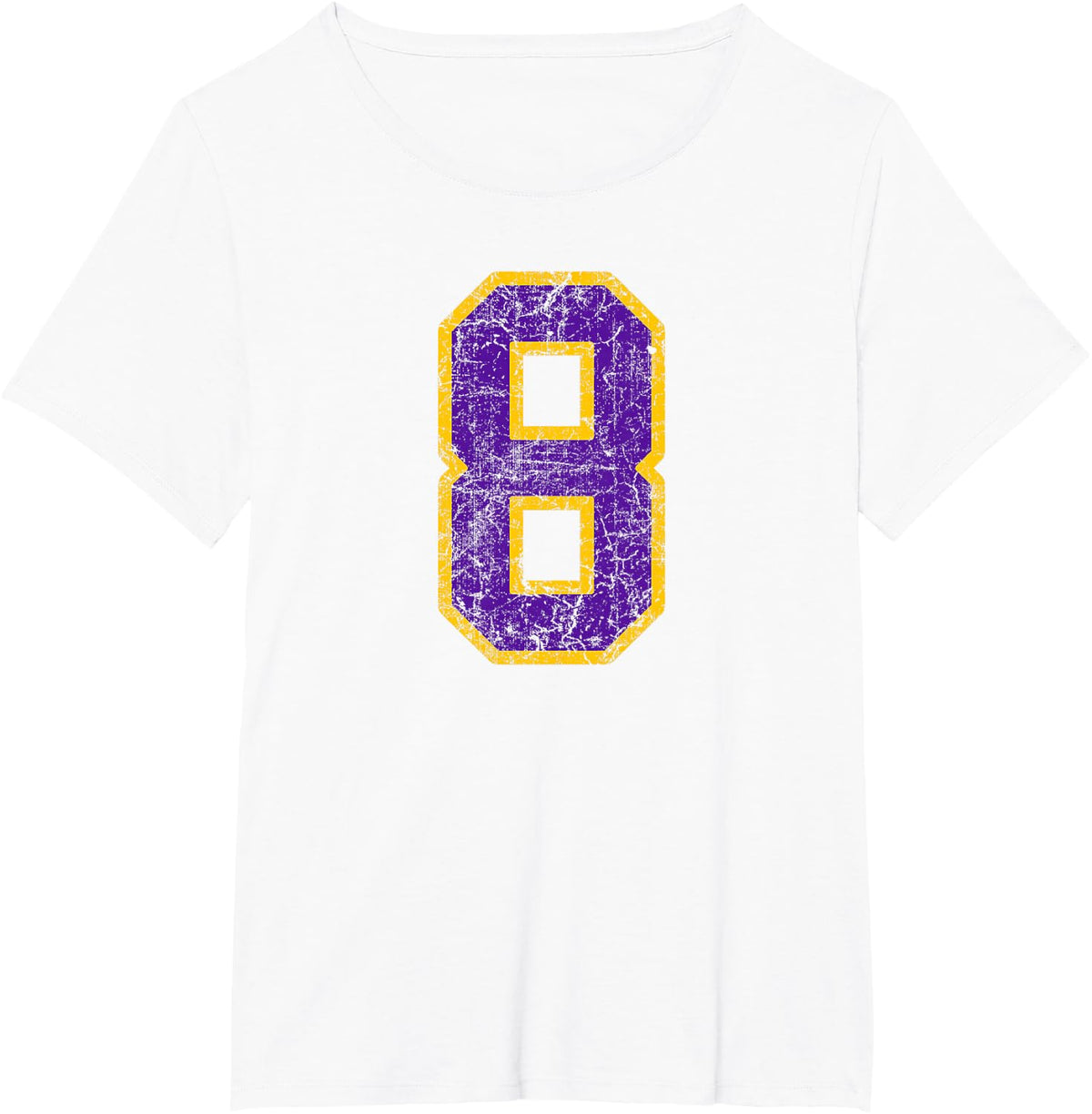 Purple Gold Number 8 Jersey Player Uniform #8 Grunge T-Shirt - White