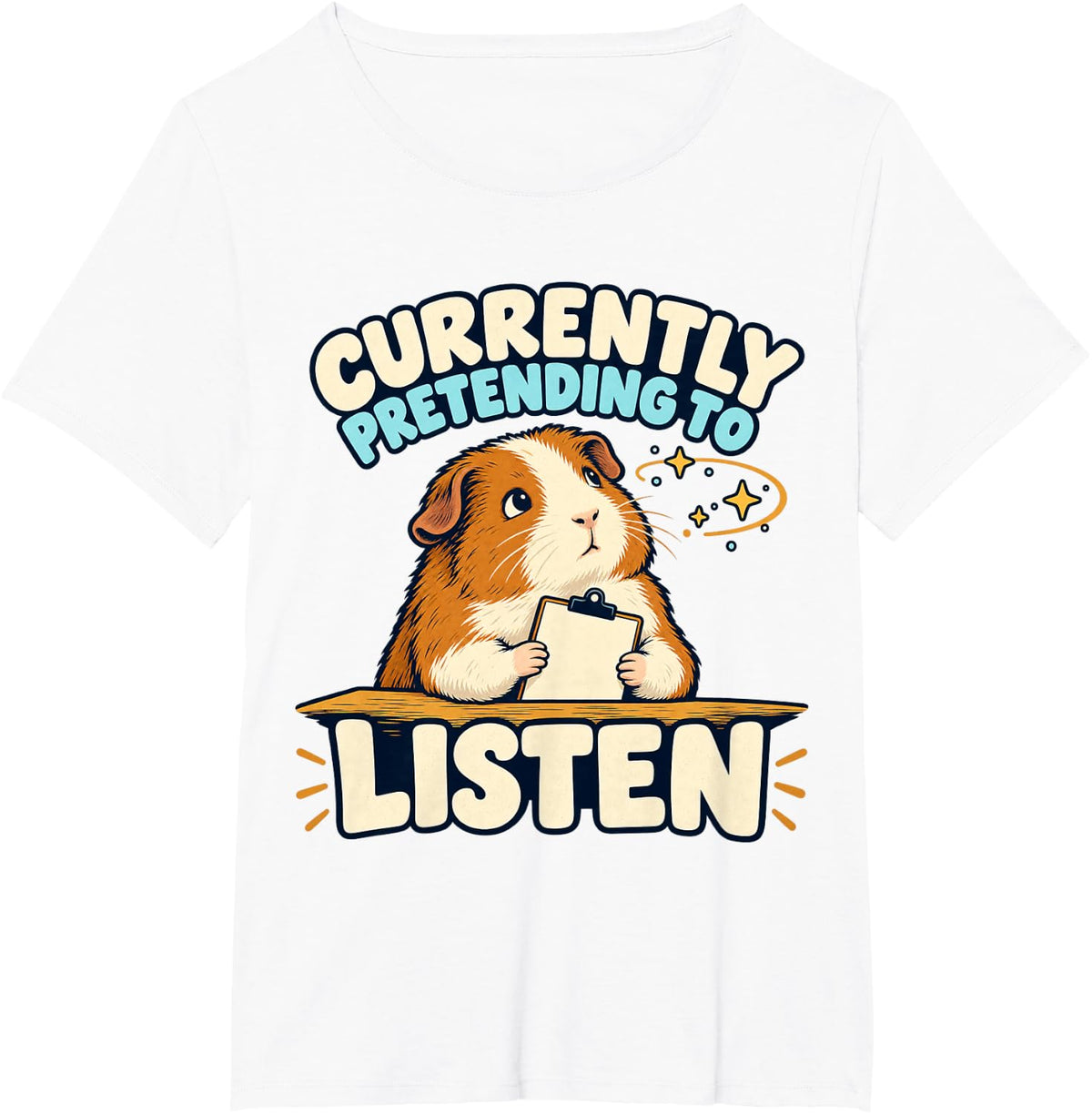 Currently Pretending to Listen Guinea Pig T-Shirt - White