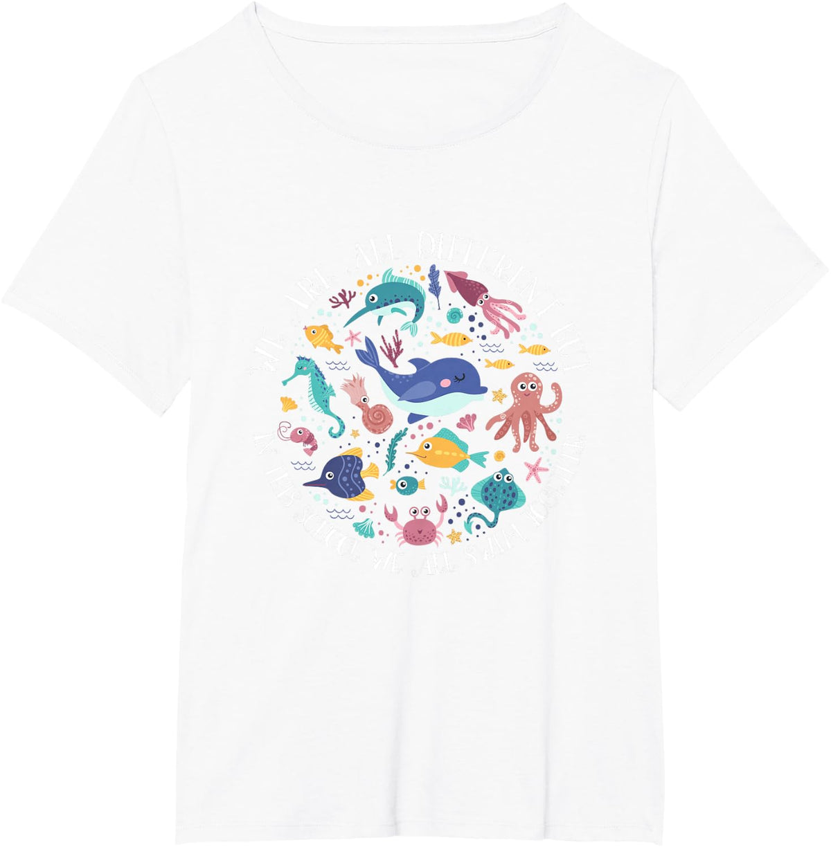 We're all different but in this class we swim together Teach T-Shirt - White