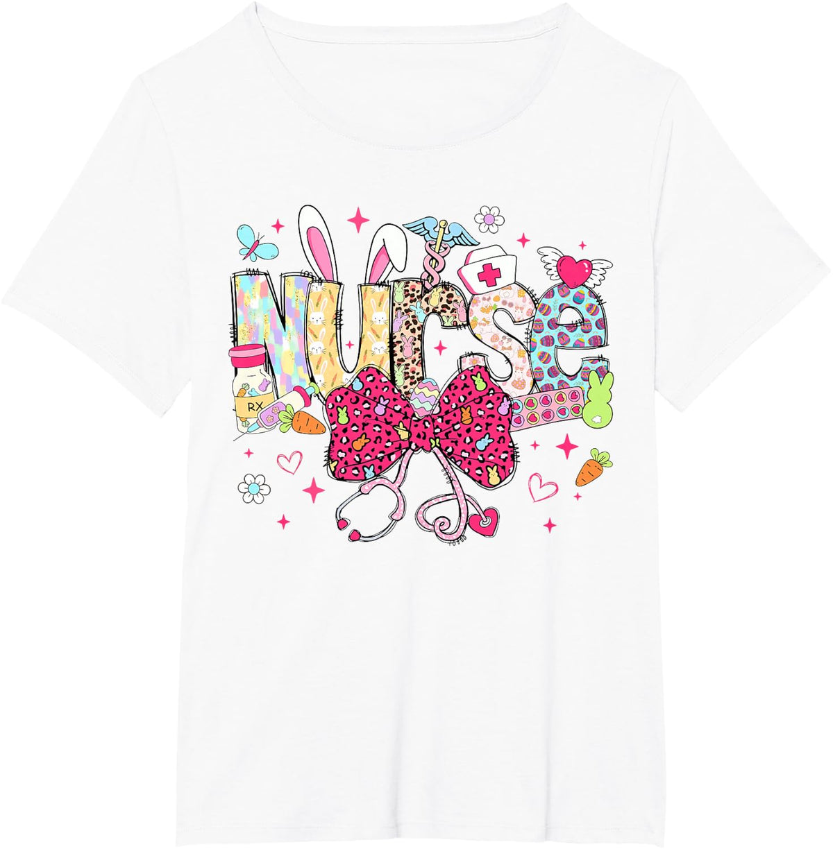 Nurse Easter Day Cute Coquette Stethoscope Nursing Easter T-Shirt - White