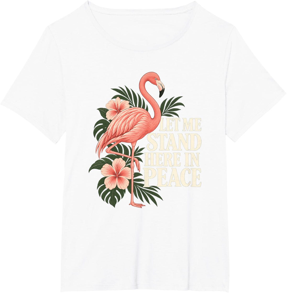 Unbothered Flamingo Pink Bird Deadpan Humor Tropical Mood T-Shirt - White