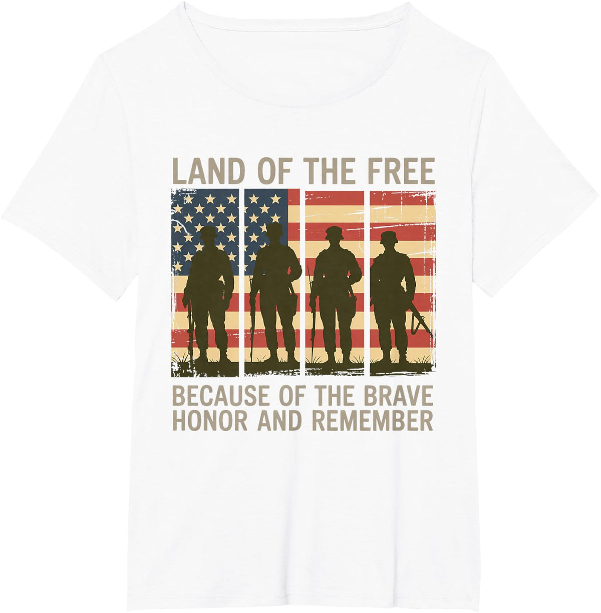 Land Of The Free Because Of The Brave Honor And Remember T-Shirt - White