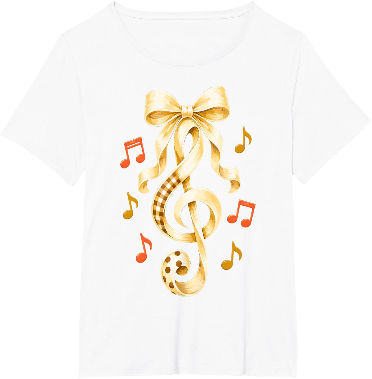 Music Teacher Treble Clef Bow Funny Choir Band Director T-Shirt - White
