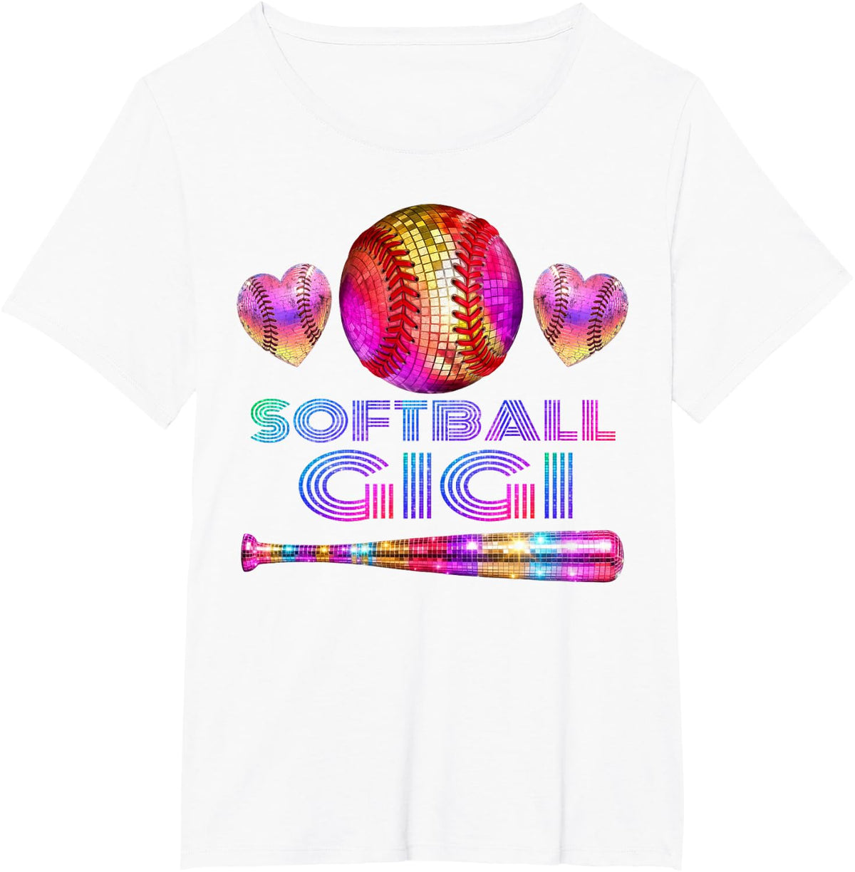 Softball Grandma Nana Gigi Heart Ball Pride T-Shirt - White