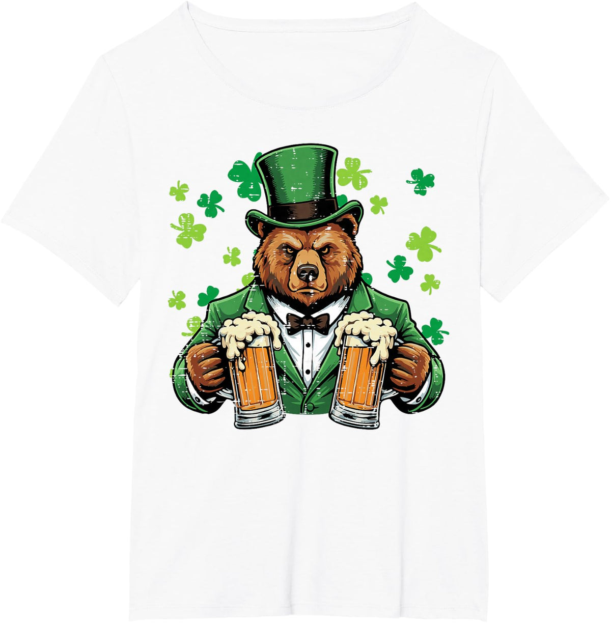 St Patricks Day Bear Funny Irish Pub Paddys Men Women T-Shirt - White