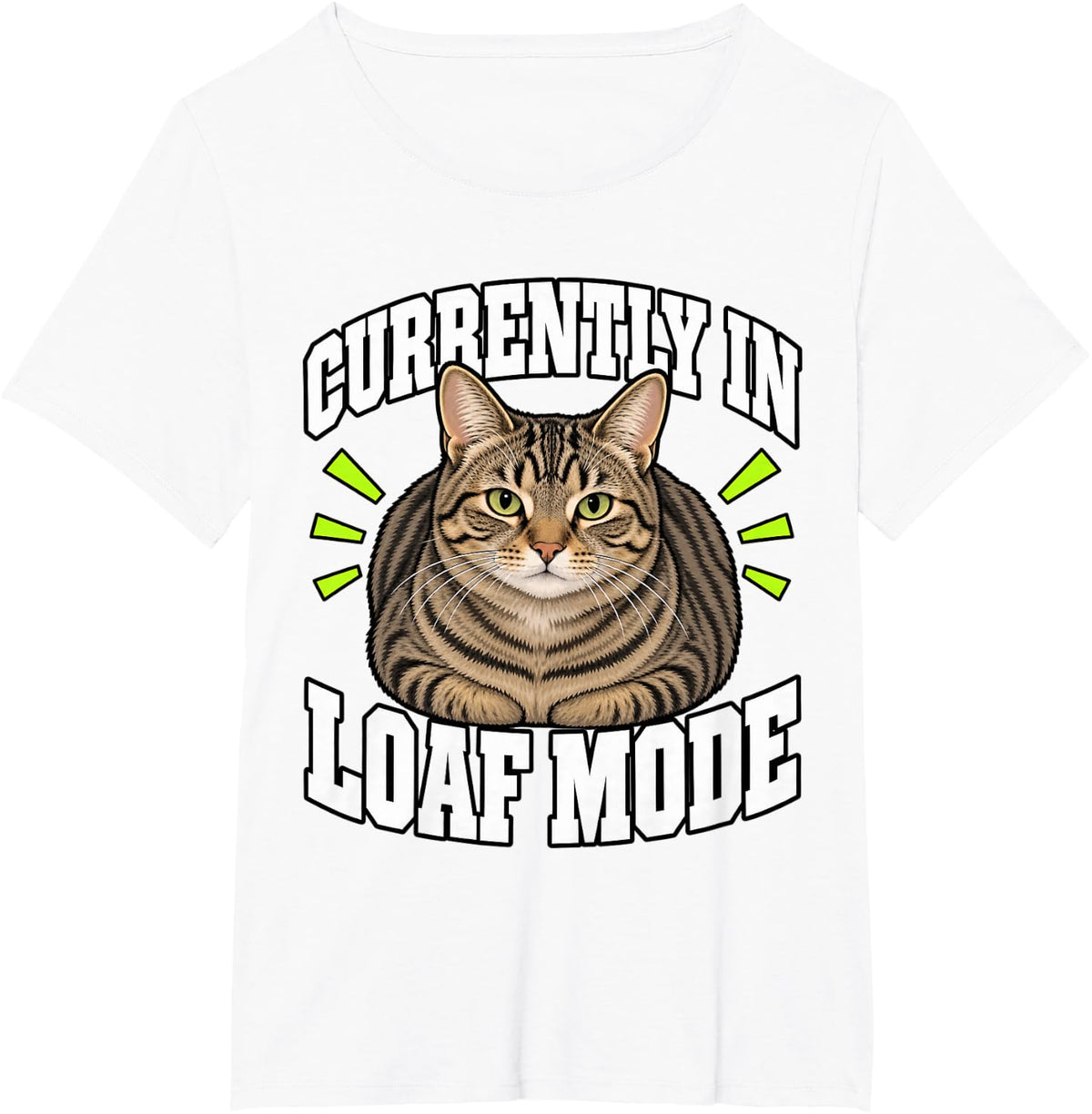 Tabby Cat Currently in Loaf Mode Kitten Funny Stripes Feline T-Shirt - White