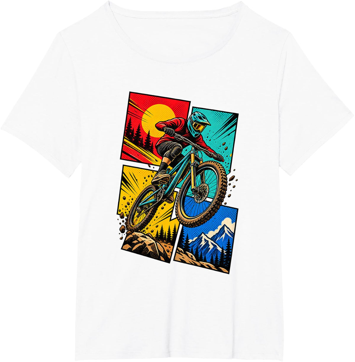 Mountain Bike Mountain Biking Downhill Trail T-Shirt - White