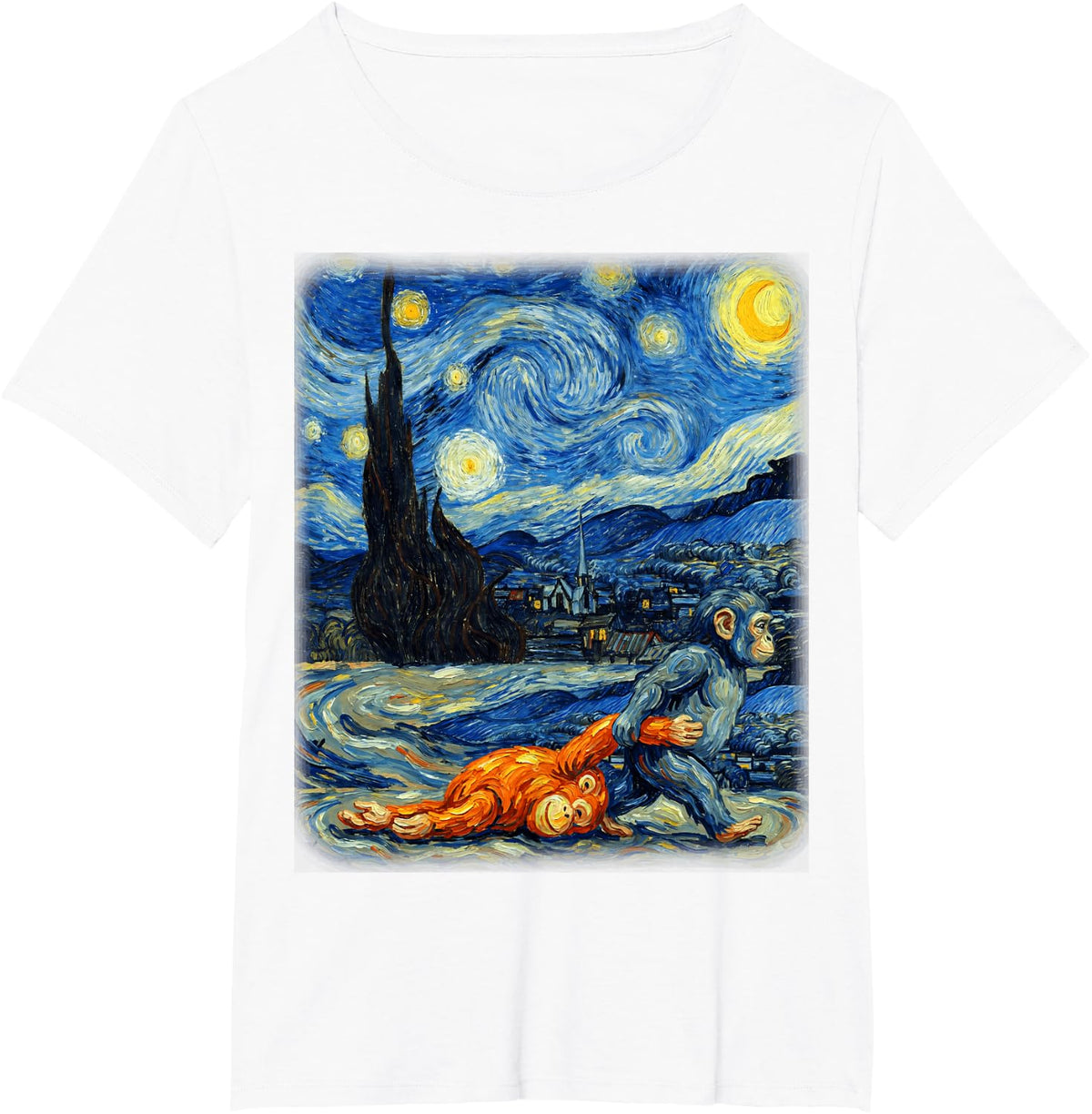 Punch-kun Panchi Kun Viral Video Star Van Gogh Monkey Punch T-Shirt - White