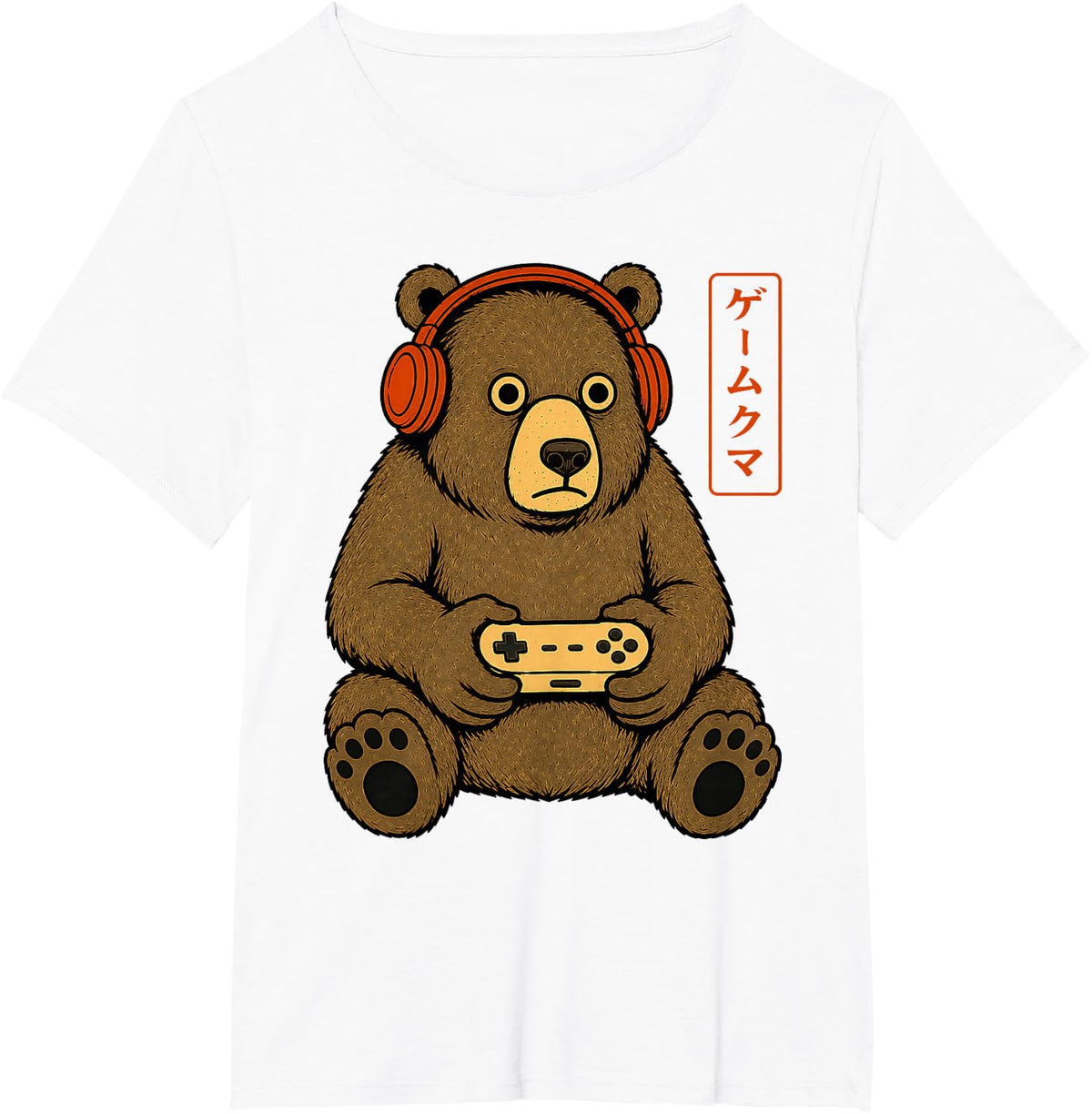 Funny Anime Gamer Bear Video Gaming Japanese Retro Vintage T-Shirt - White