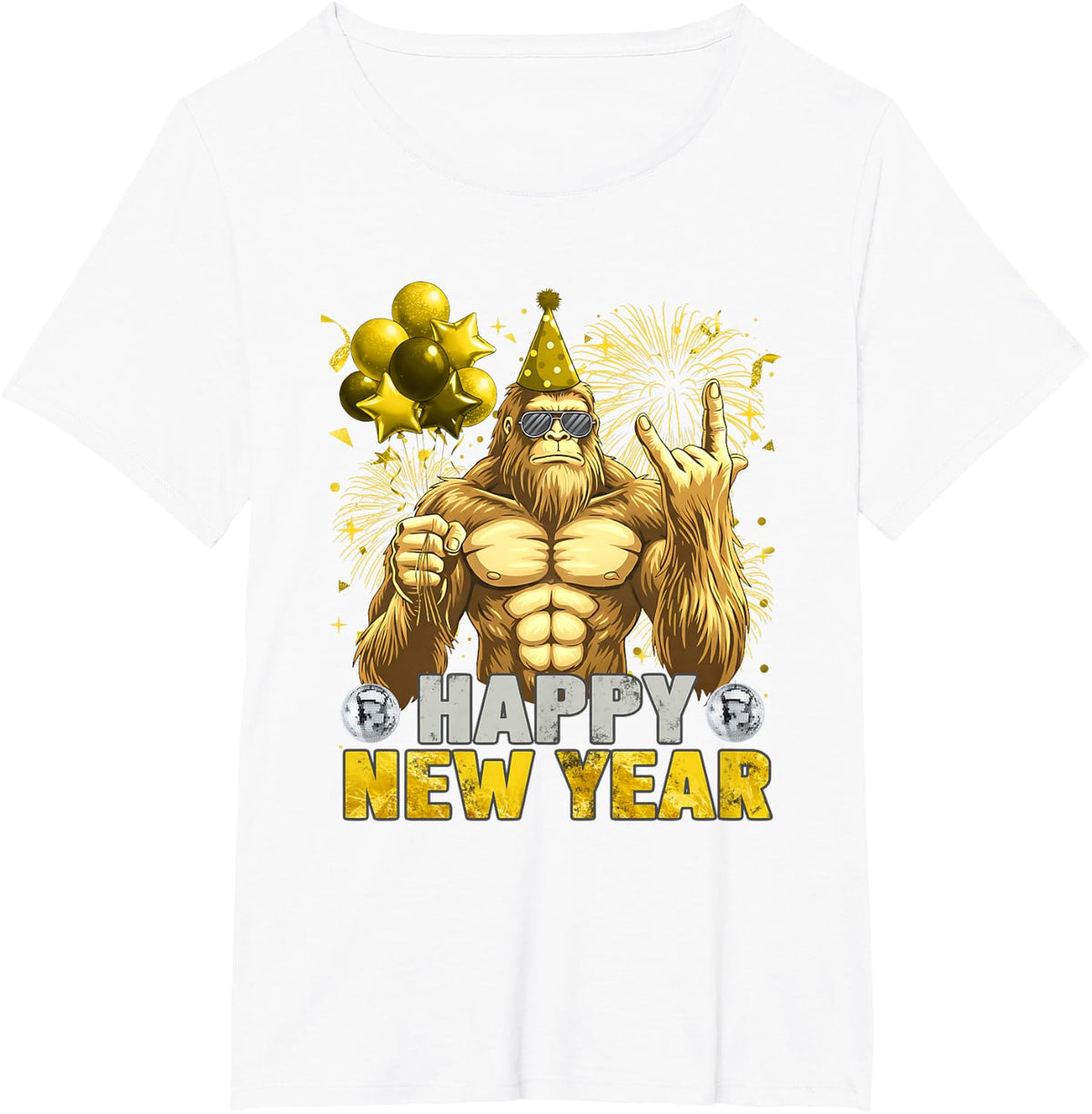 Funny Happy New Year 2027 Bigfoot Lovers New Years Eve Party T-Shirt - White