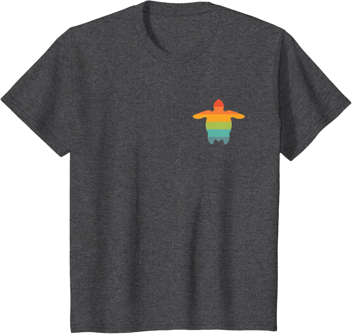Sea Turtle Retro Stripe Pocket Logo Beach Ocean Animal Beach T-Shirt - Dark Heather Grey