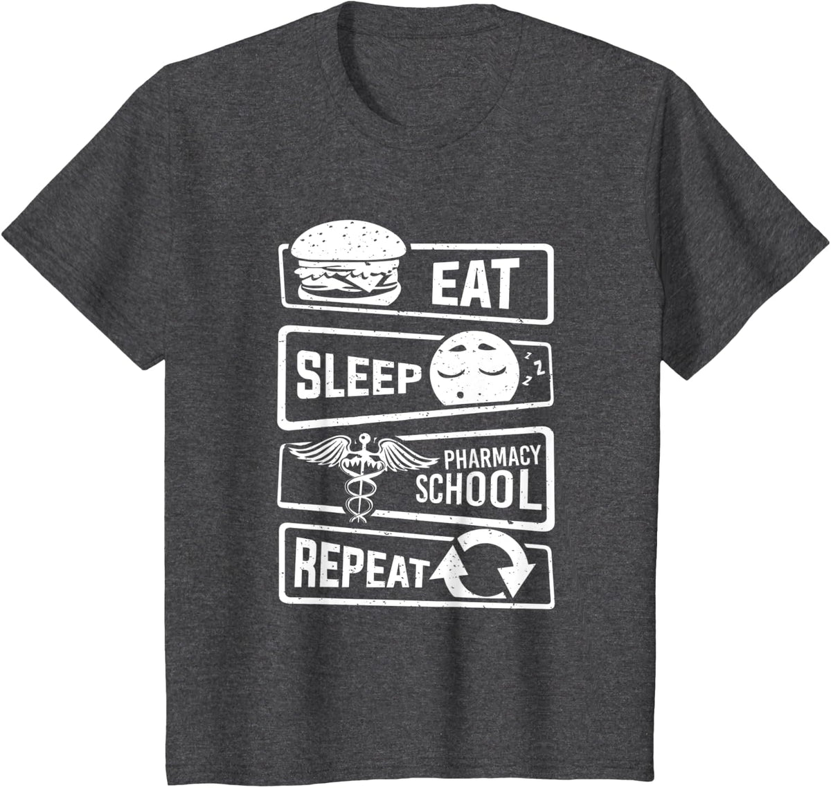 Pharmacy School Eat Sleep Repeat - Pharmacist Student T-Shirt - Dark Heather Grey