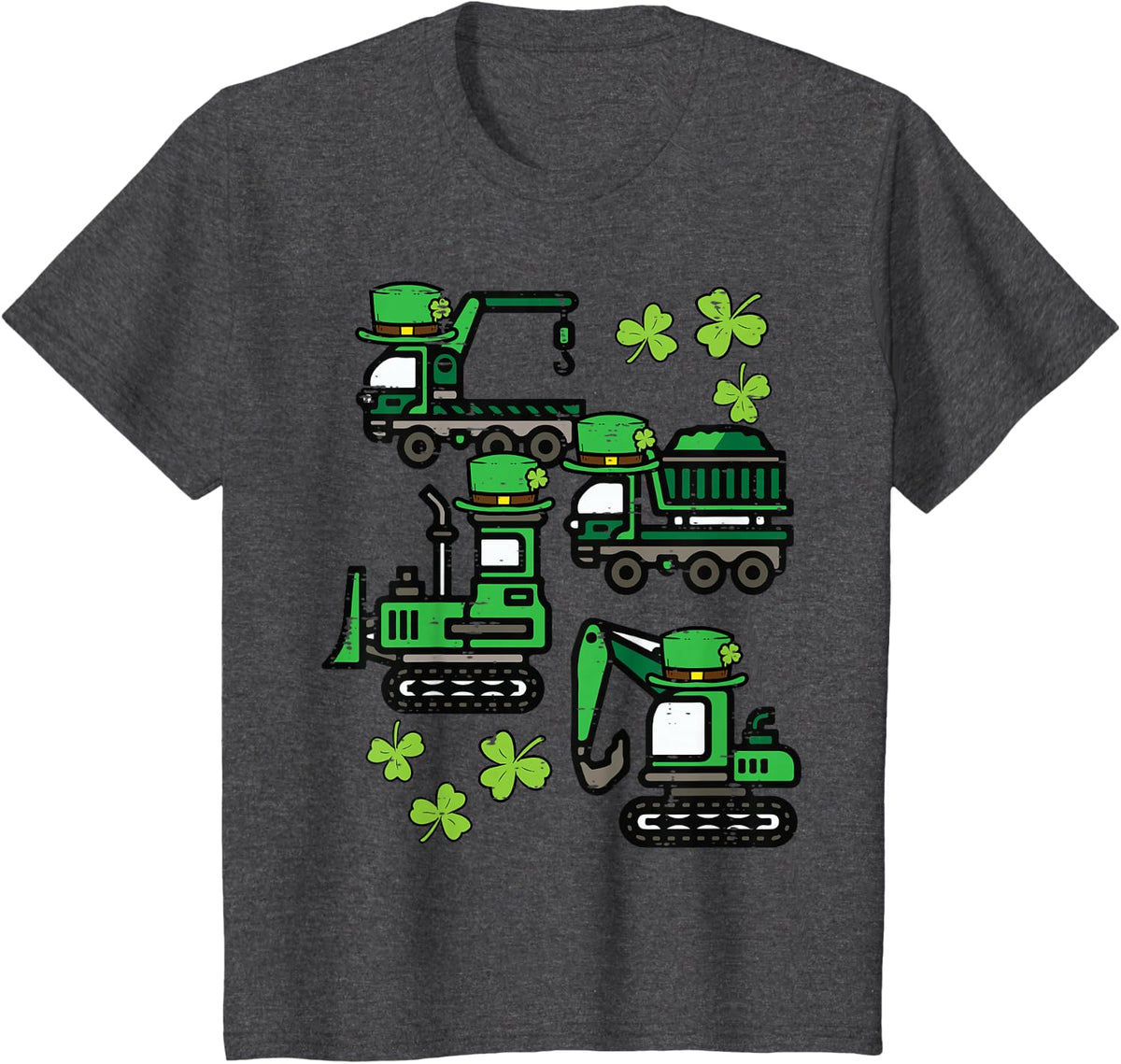 Kids St Patricks Day Construction Truck Saint Pattys Toddler Boys T-Shirt - Dark Heather Grey