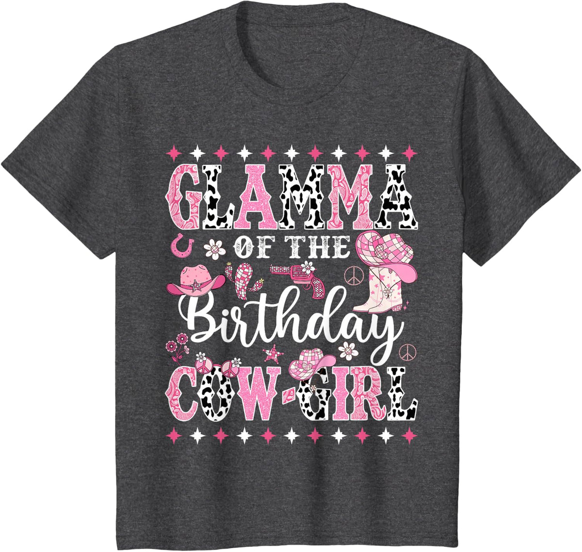 Glamma Of The Birthday Cowgirl Rodeo Cowgirl Birthday Tees T-Shirt - Dark Heather Grey