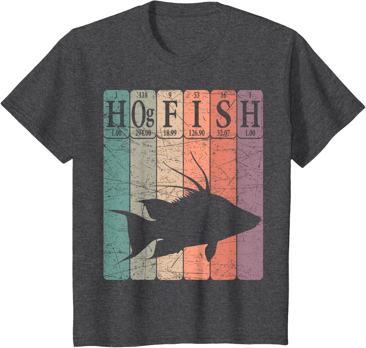 Hogfish Periodic Table Elements Hogfish Fishing T-Shirt - Dark Heather Grey