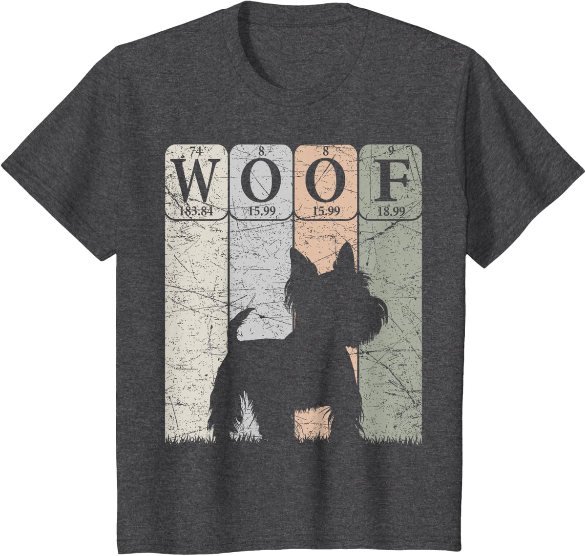 West Highland White Terrier Periodic Table Elements Woof T-Shirt - Dark Heather Grey