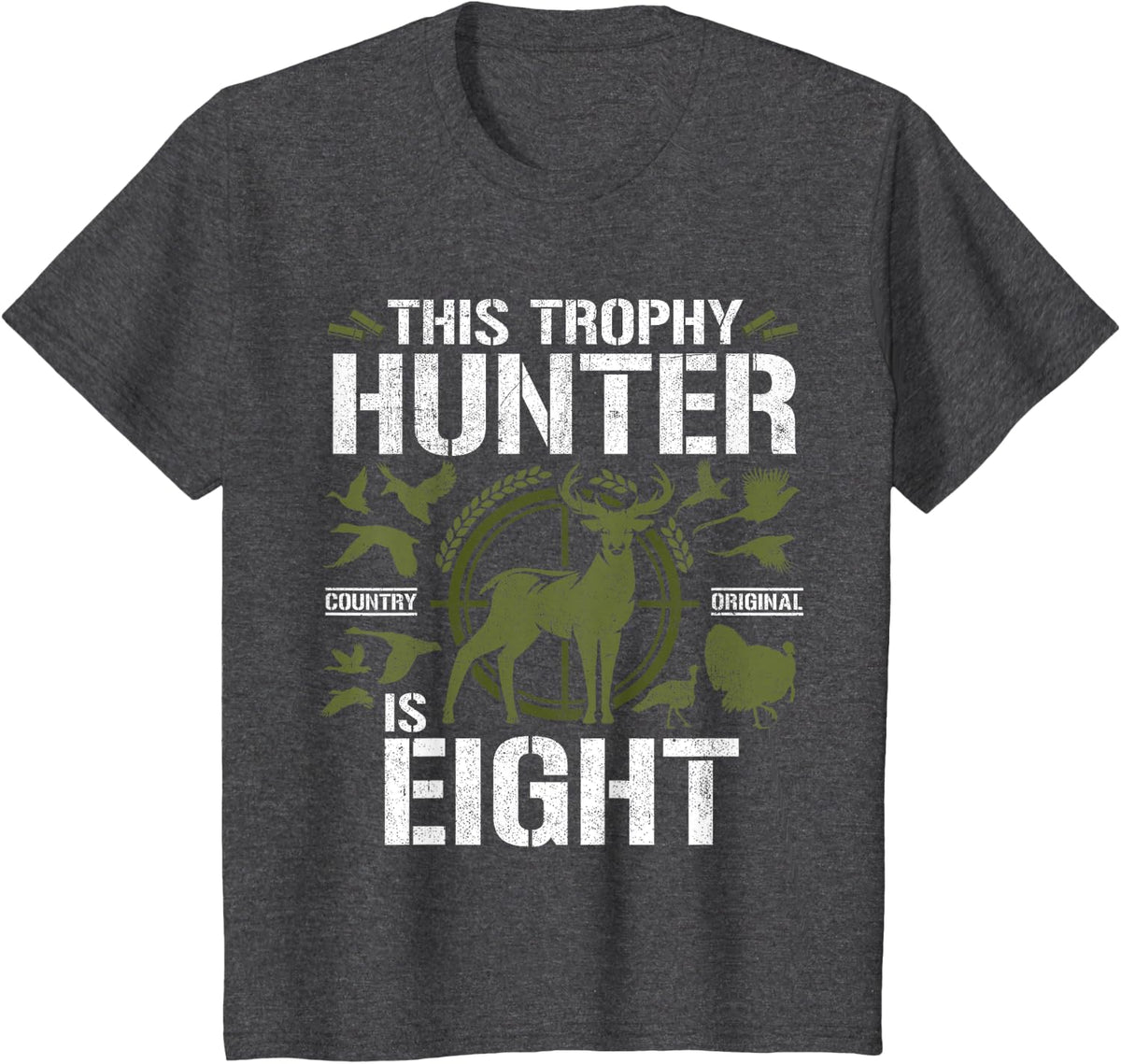 8 Year Old Hunting Birthday Party Duck Deer Hunter 8th Gift T-Shirt - Dark Heather Grey