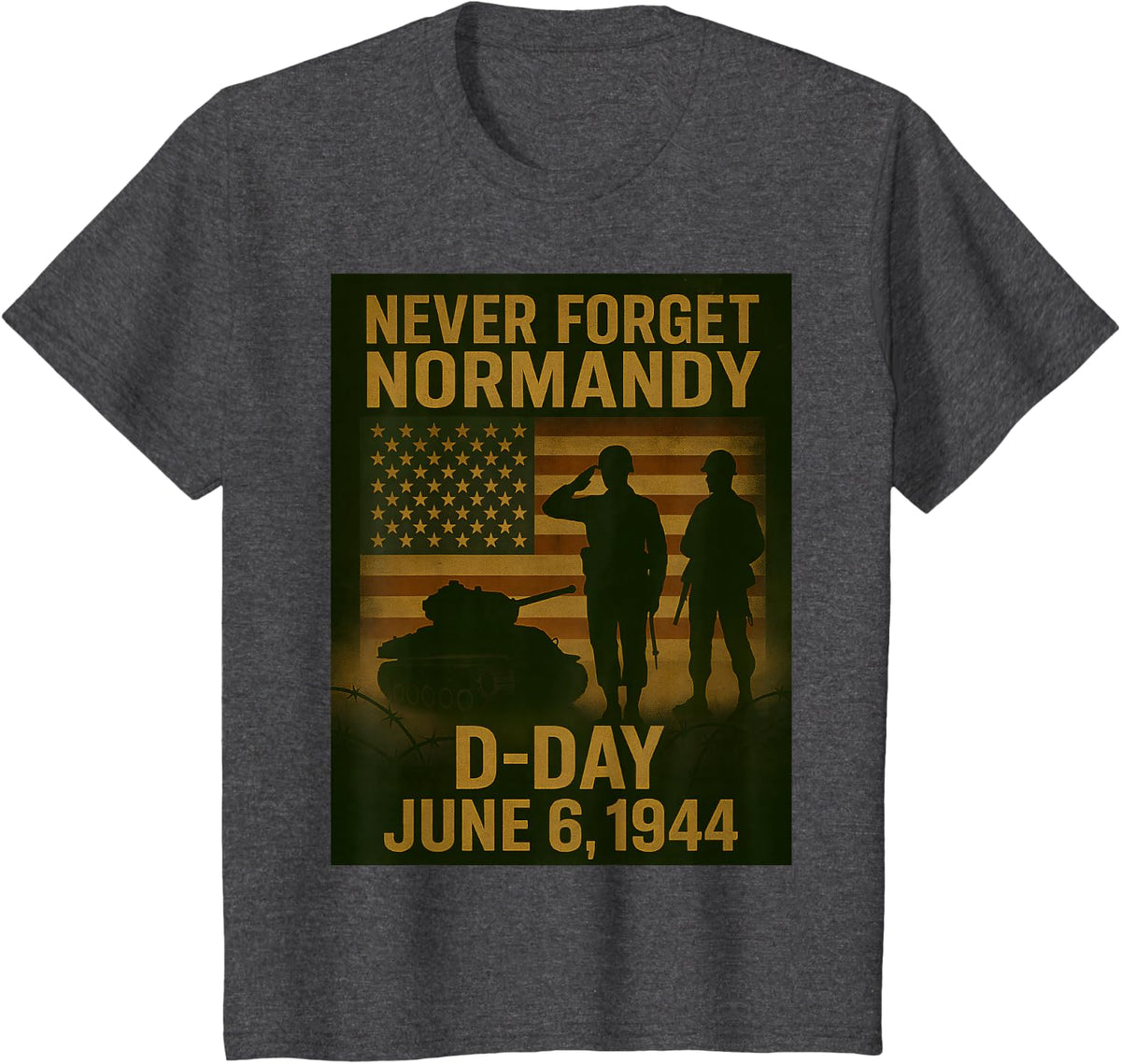 D-Day 82st Anniversary Normandy 1944 Military Tribute Men T-Shirt - Dark Heather Grey