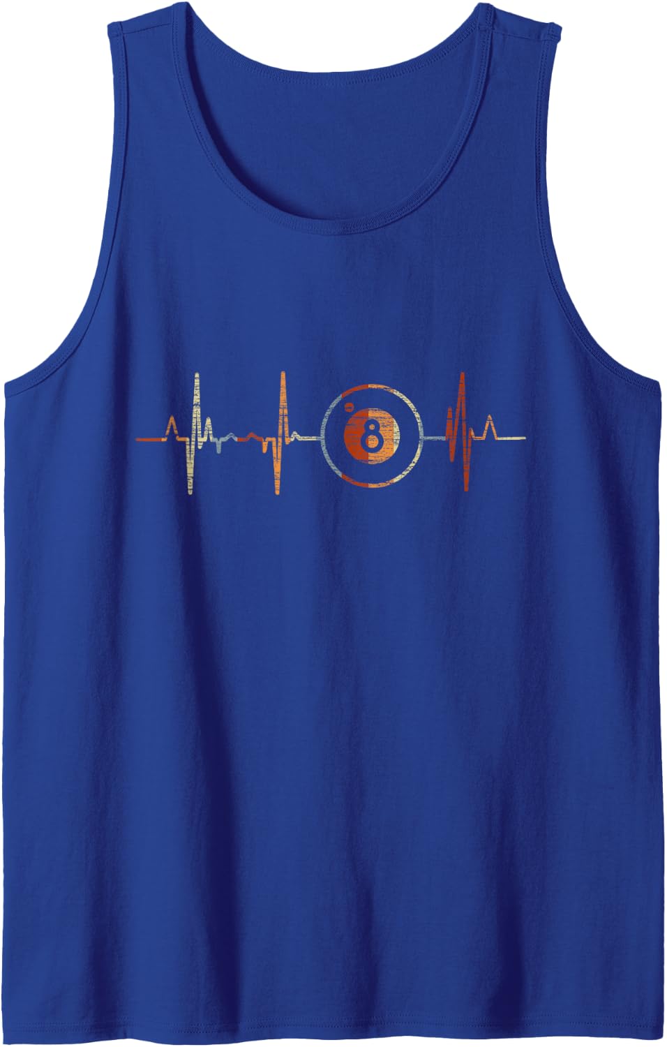 Billiards Heartbeat Vintage ECG Cardiogram Retro Sleeveless Tank Top - Royal Blue
