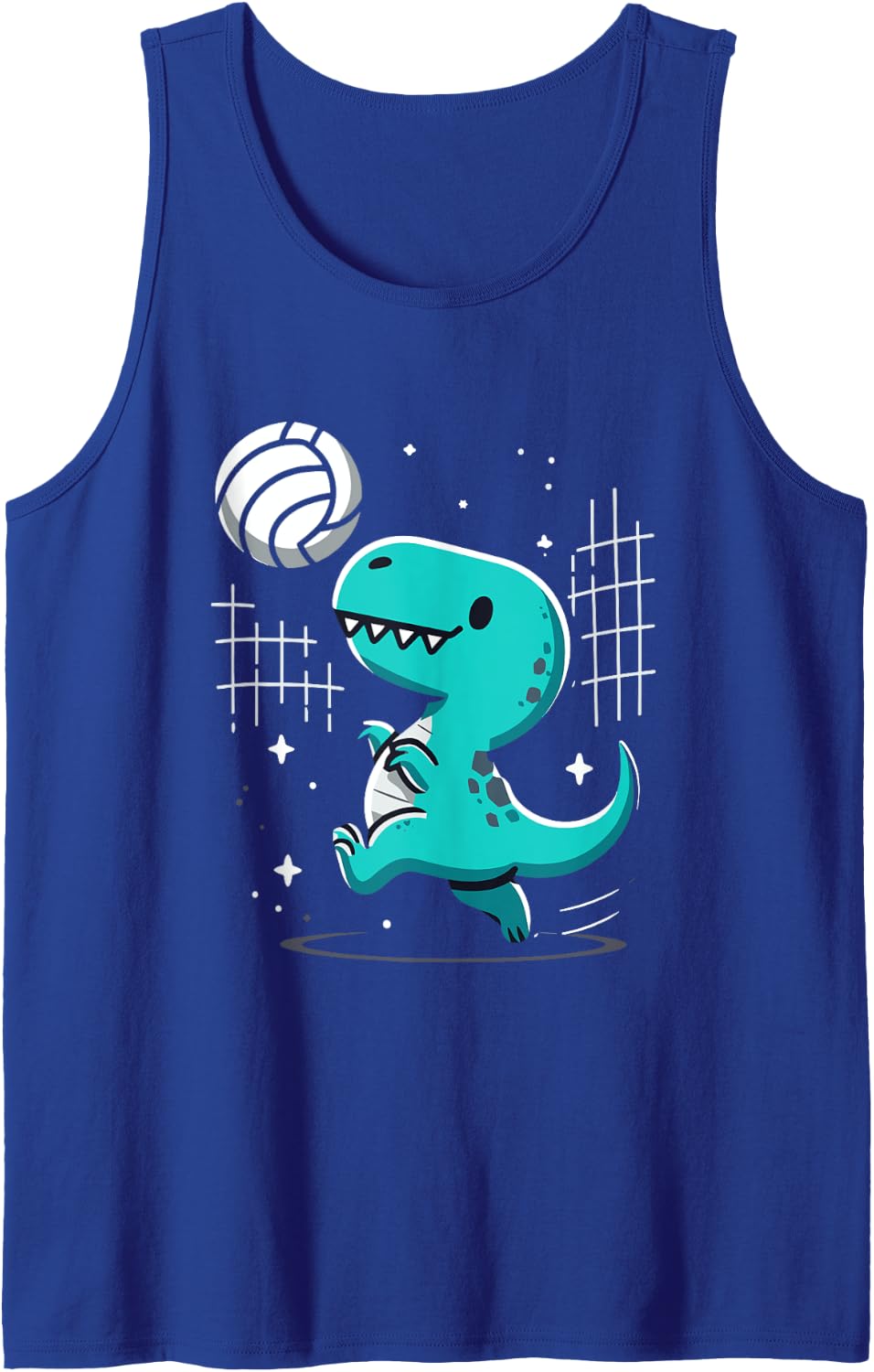 Cute T-Rex Dinosaur Playing Volleyball Funny Design Tank Top - Royal Blue