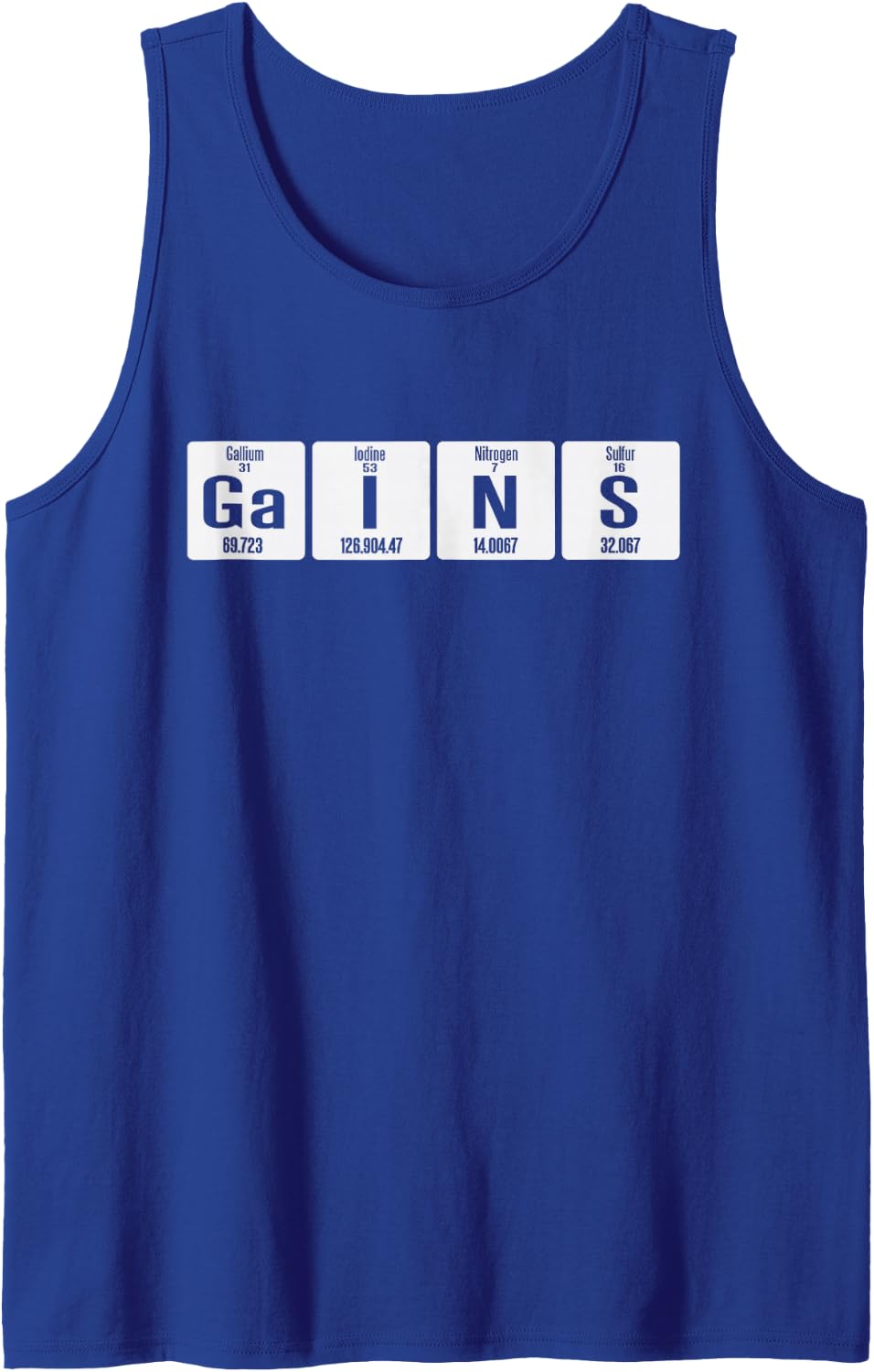 Gains Funny Periodic Table Chemistry Gym Tank Top - Royal Blue