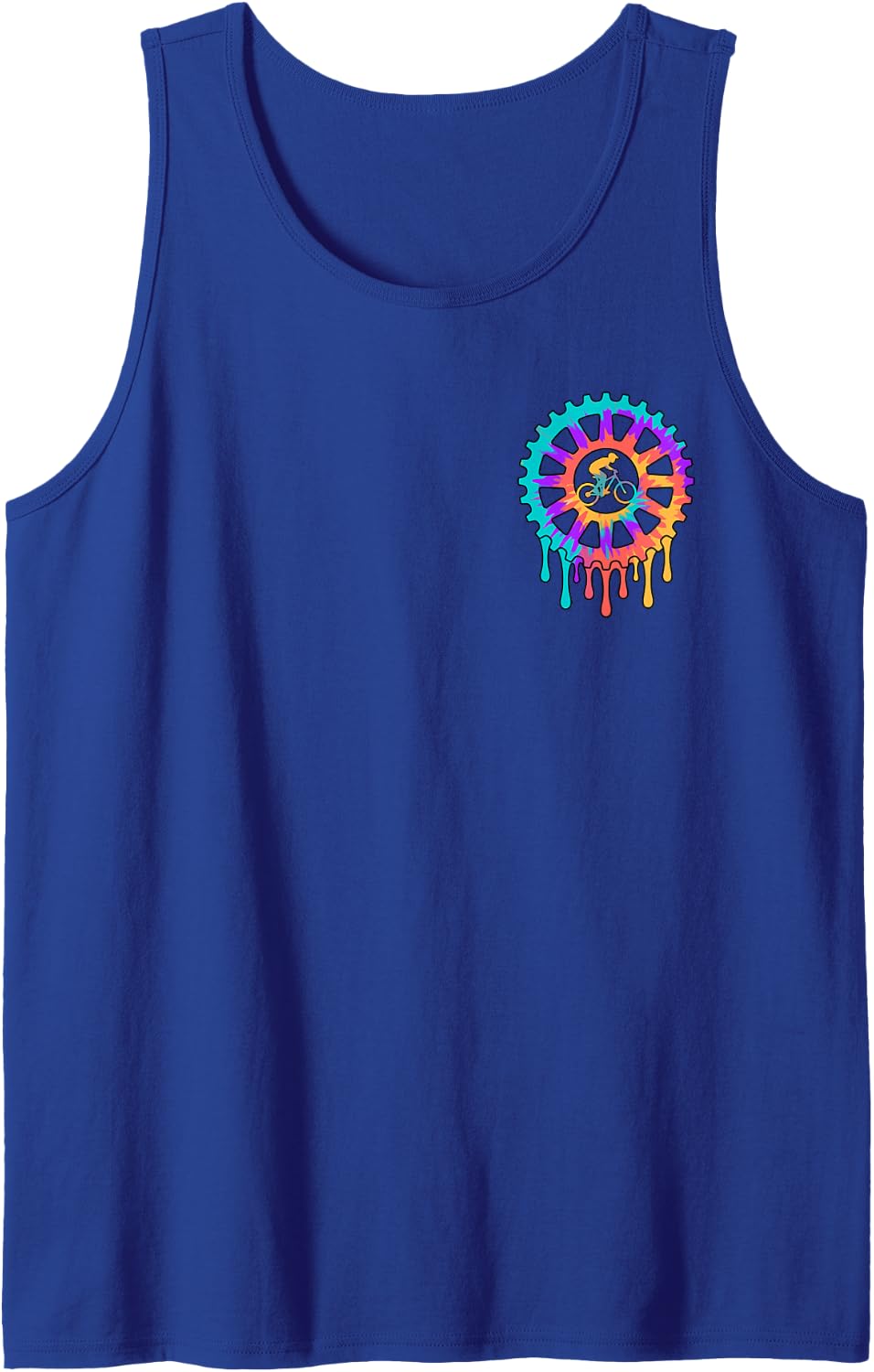 Mountain Biker Tie Dye Drip Funny MTB Cycling Fan Pocket Sleeveless Tank Top - Royal Blue