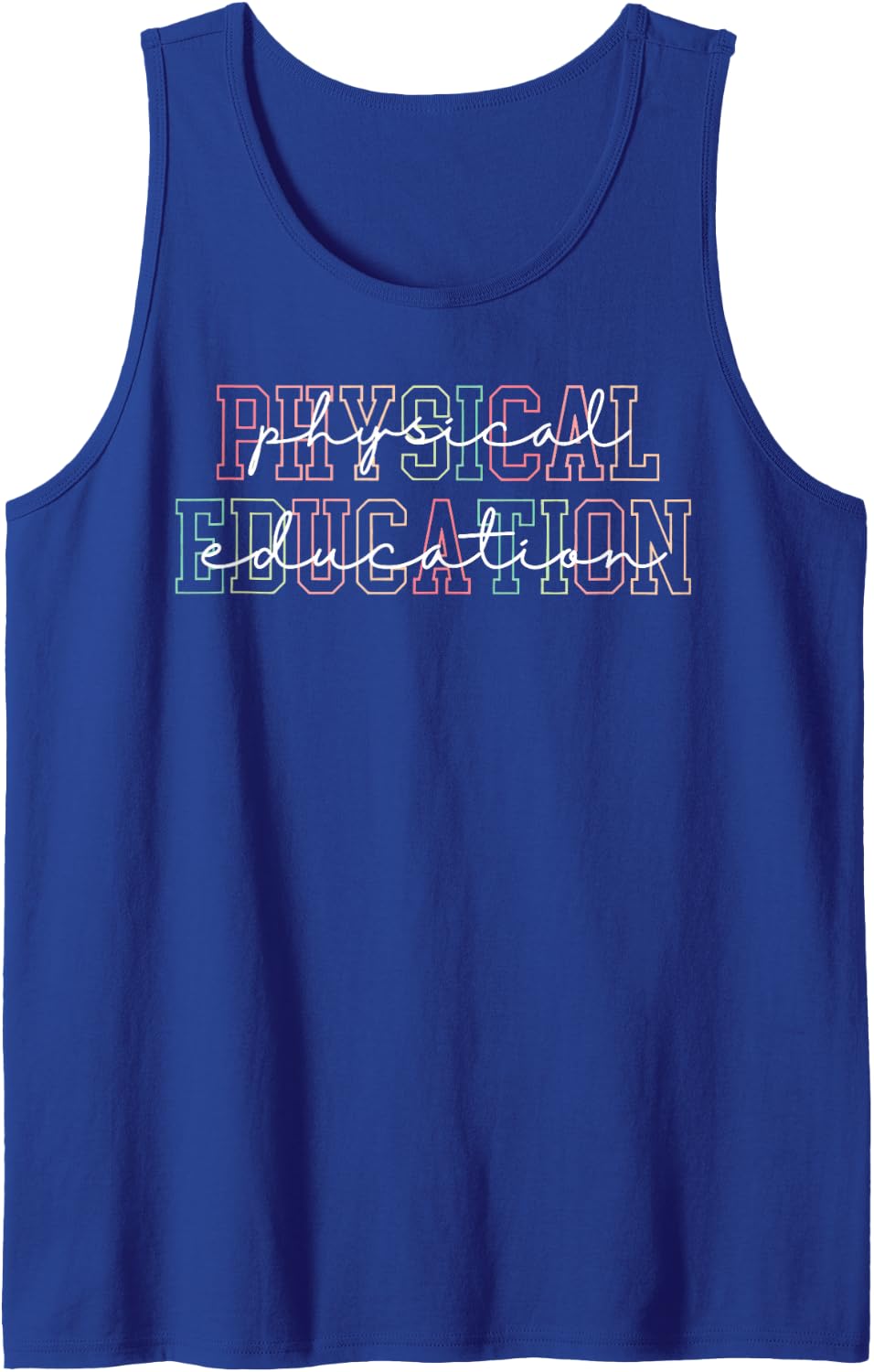 Physical Education PE Teacher Coach Back to School Retro Tank Top - Royal Blue