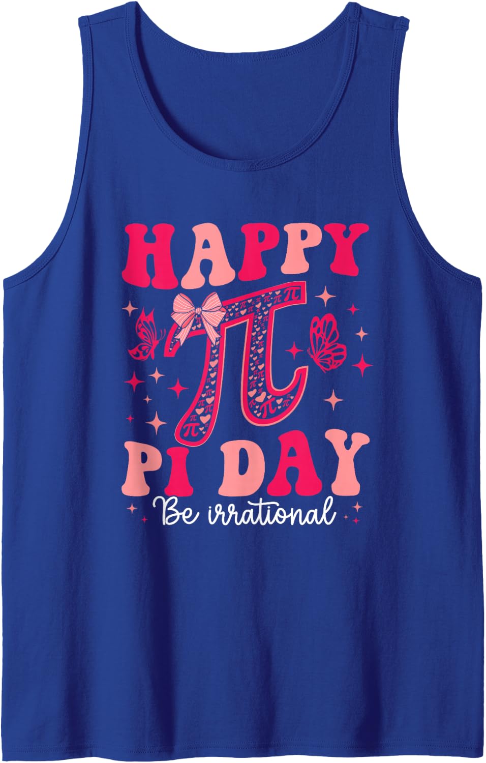 Happy Pi Day Funny Math Coach Teacher Pi Day Coquette Bow Sleeveless Tank Top - Royal Blue