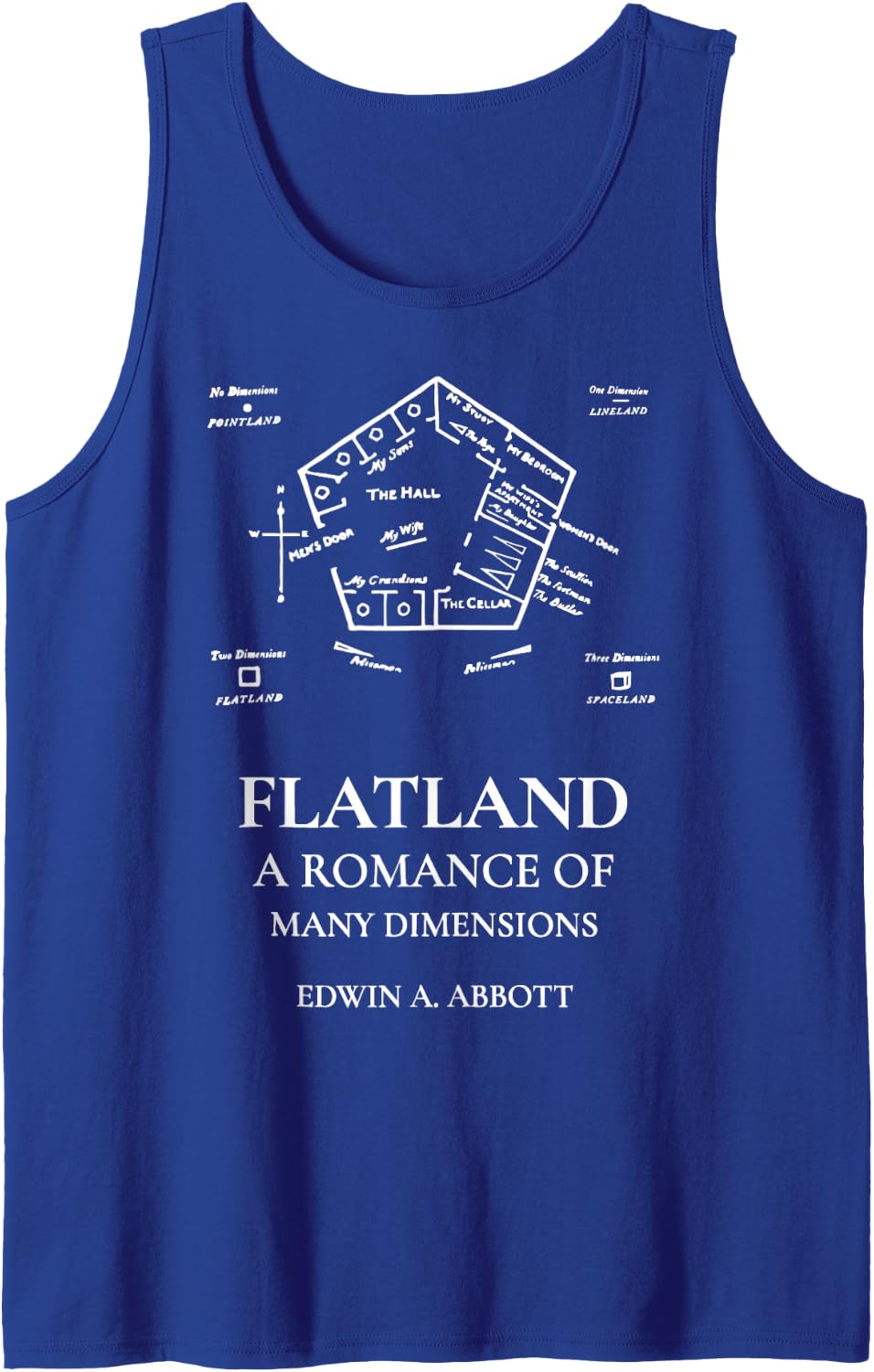 Nerdy Flatland Geometric Cover Graphic Math Teacher Tank Top - Royal Blue