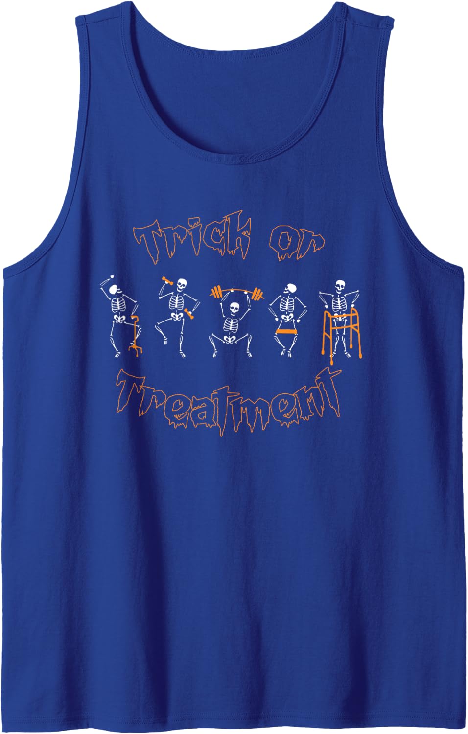 Trick or Treatment PT Physical Therapy Therapist Halloween Sleeveless Tank Top - Royal Blue