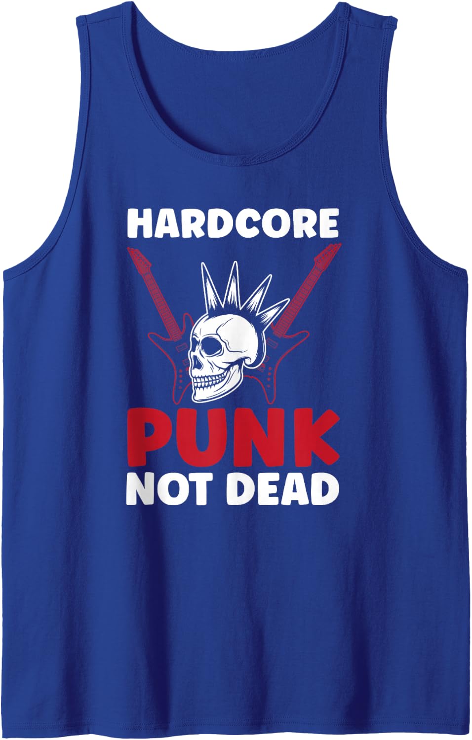 Hardcore Punk Not Dead Punker Guitar Skull Punks Sleeveless Tank Top - Royal Blue