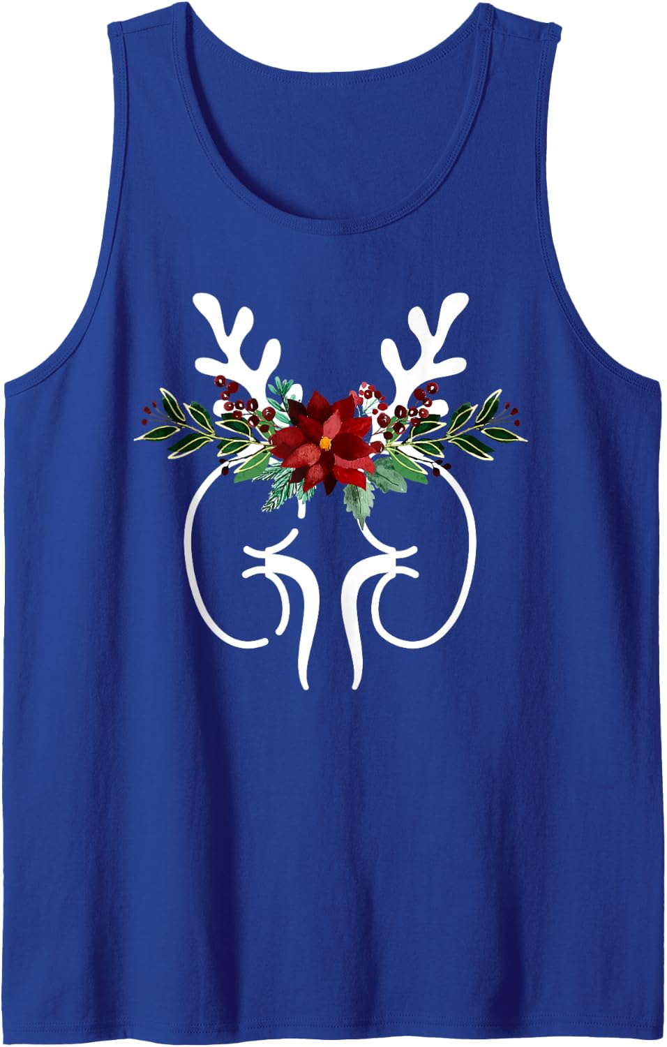 Anatomy Kidney Floral Reindeer Christmas Dialysis Nurse Sleeveless Tank Top - Royal Blue