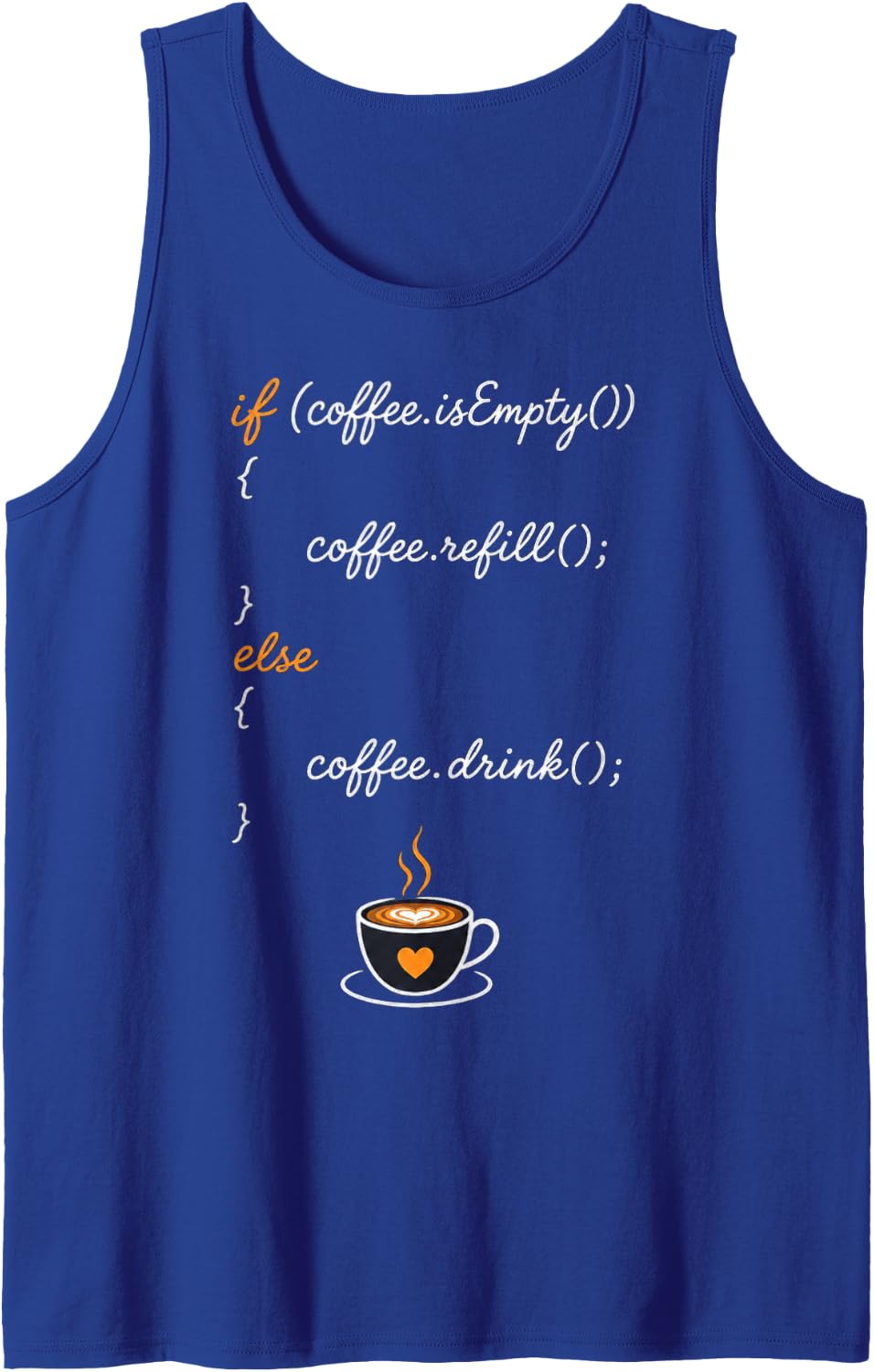 Coffee Programming Code Snippet Design Tank Top - Royal Blue