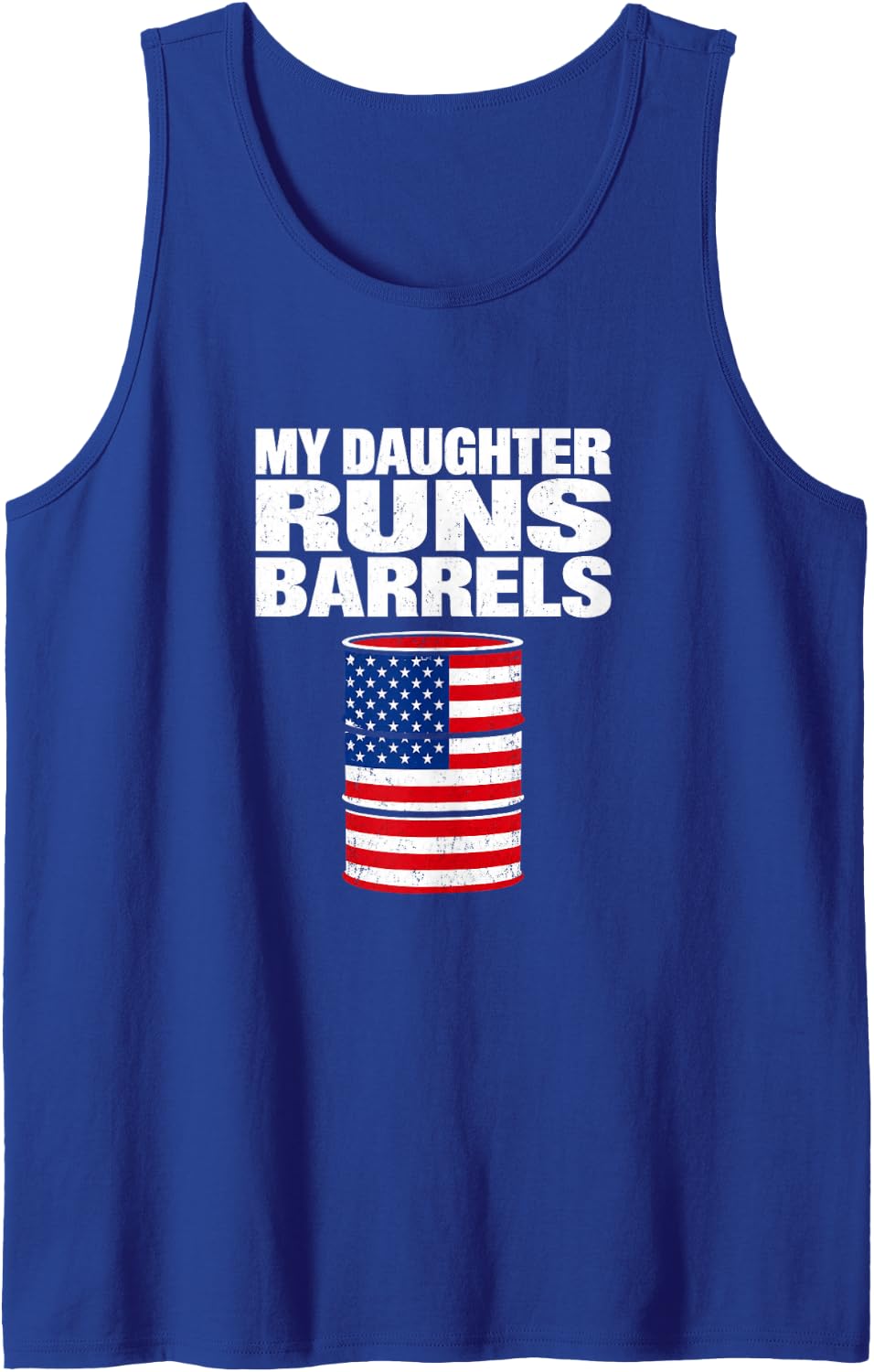 Barrel Racer Daughter Rodeo Cowgirl American Flag Sleeveless Tank Top - Royal Blue