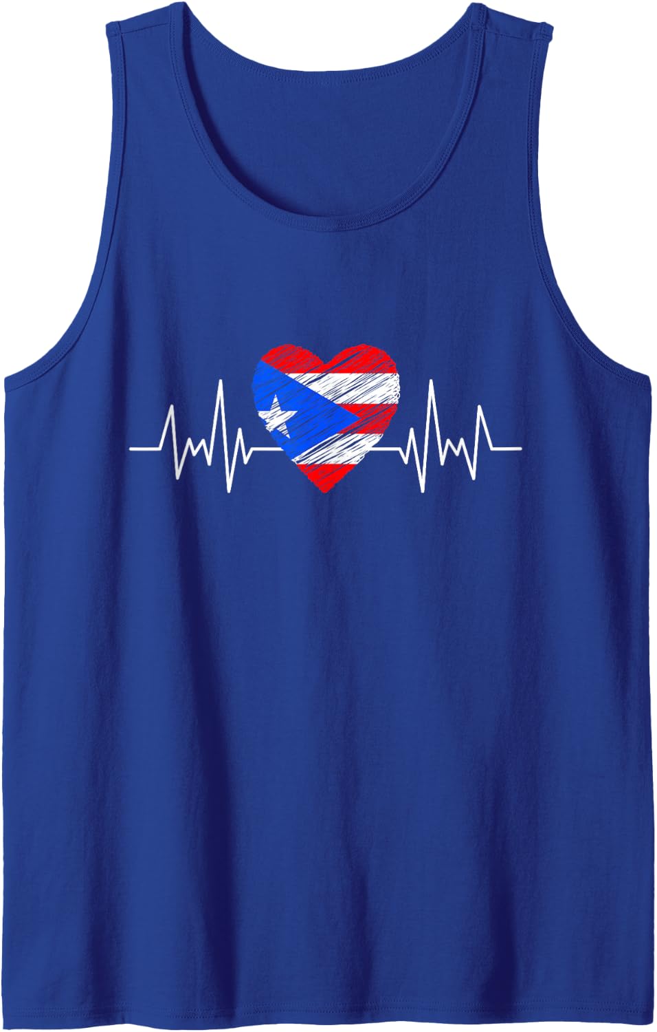 Puerto Rico Flag Heartbeat Pride Grunge Puerto Rican Flag Tank Top - Royal Blue
