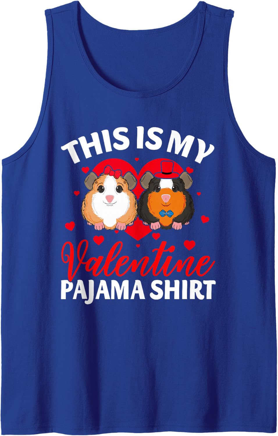 This is My Valentine Pyjama Shirt Guinea Pig Sleeveless Tank Top - Royal Blue