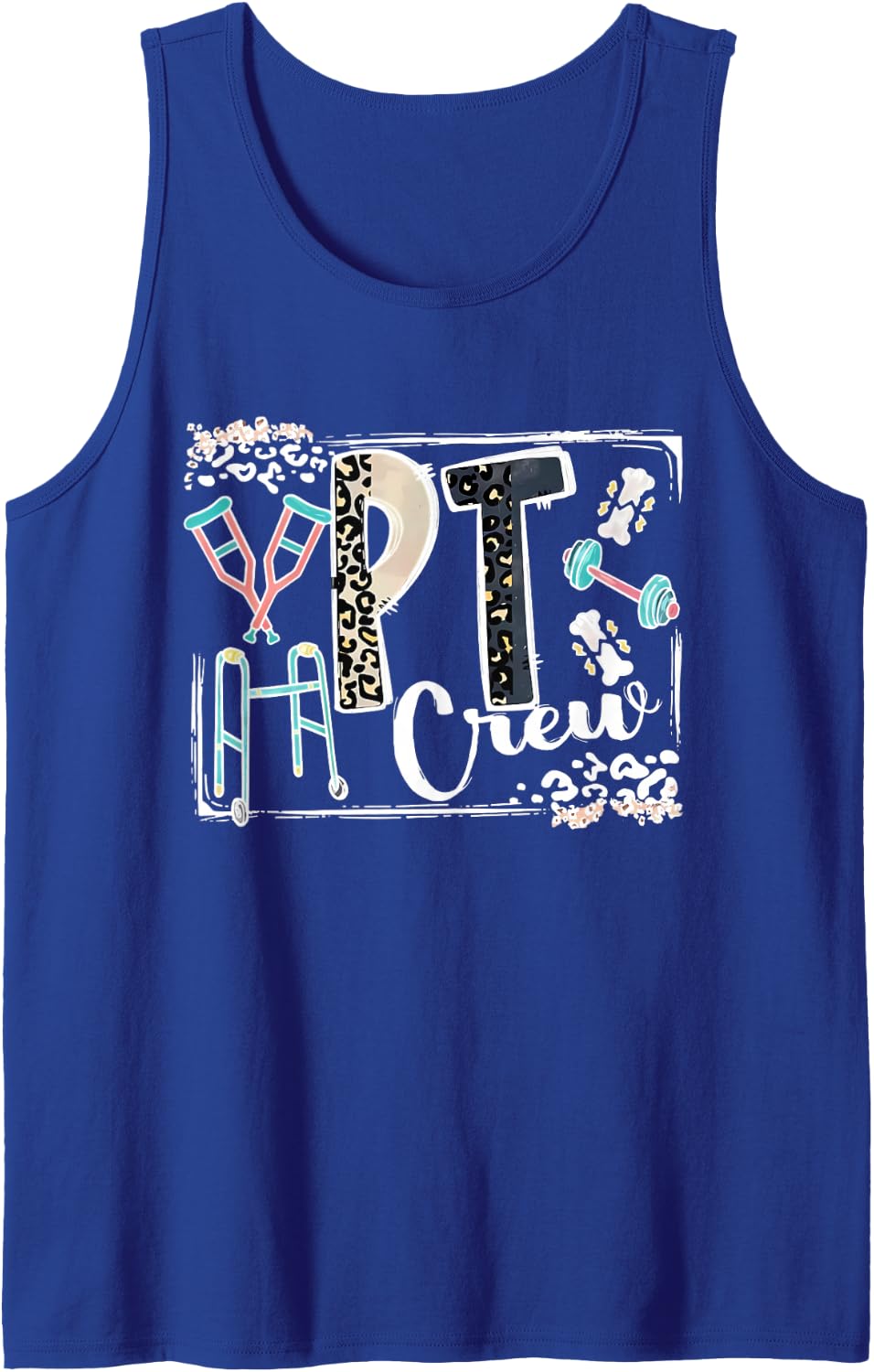 Leopard PT Physical Therapist Squad Physical Therapy Sleeveless Tank Top - Royal Blue