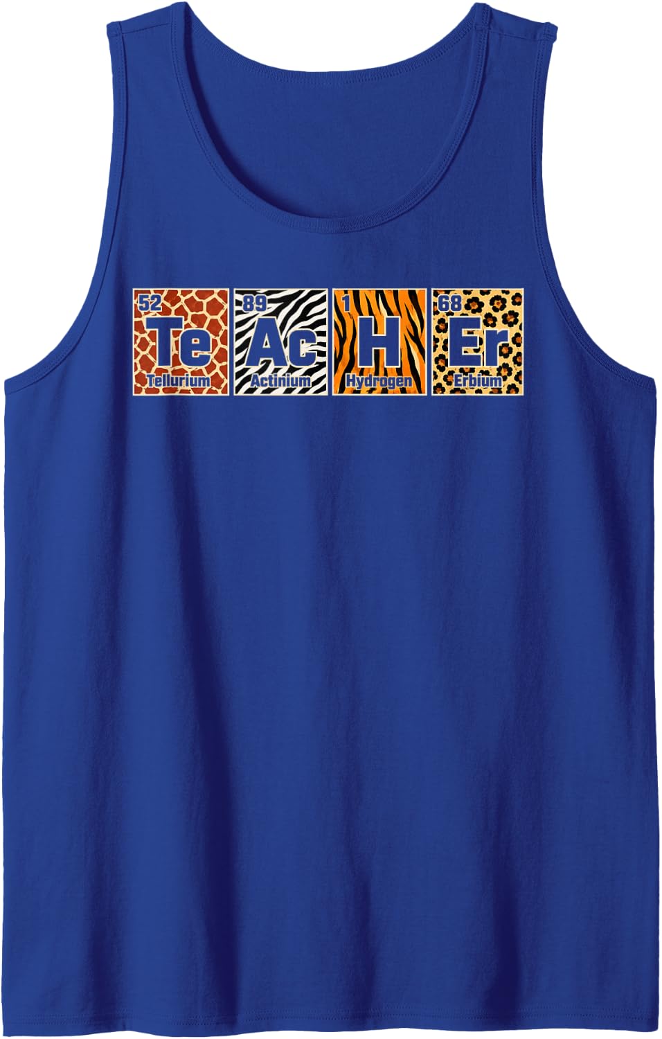 Teacher Periodic Table Leopard Print Science Chemistry Lover Sleeveless Tank Top - Royal Blue
