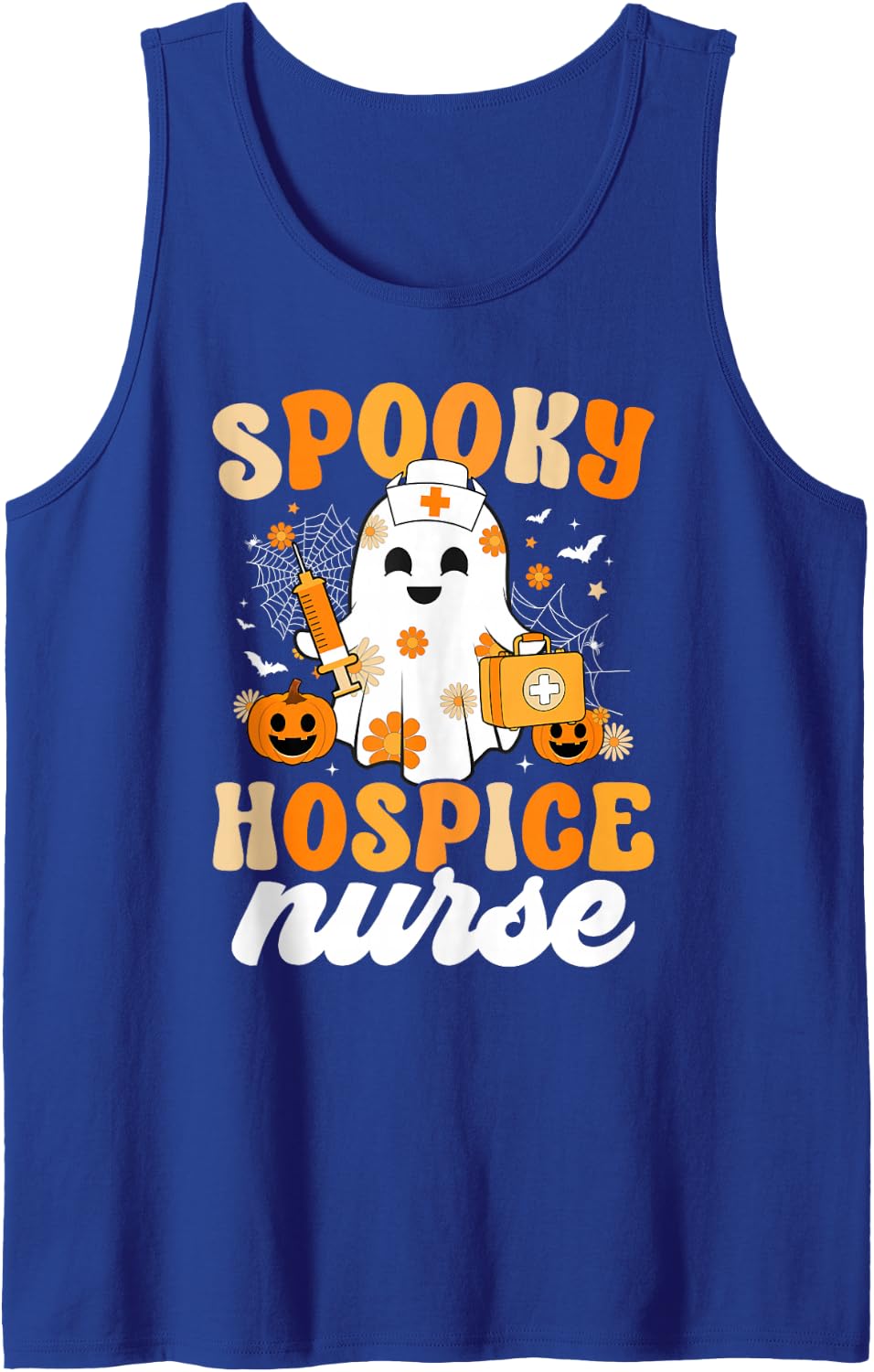 Spooky Hospice Nurse Halloween Hospice Nursing Sleeveless Tank Top - Royal Blue