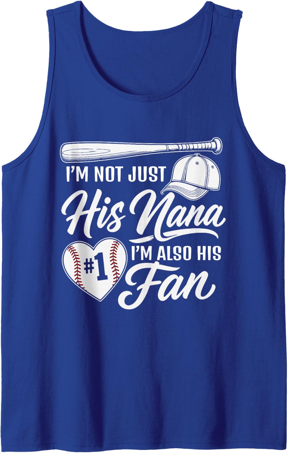 His Nana Number One Baseball Fan Grandma Sports Design Sleeveless Tank Top - Royal Blue