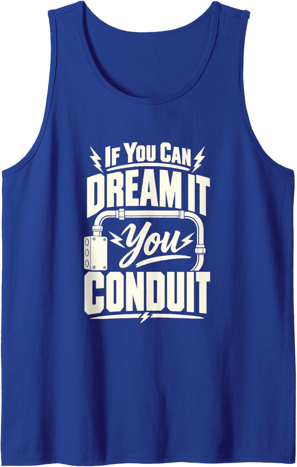 Conduit Pun Funny Electrician Tradesman Sleeveless Tank Top - Royal Blue