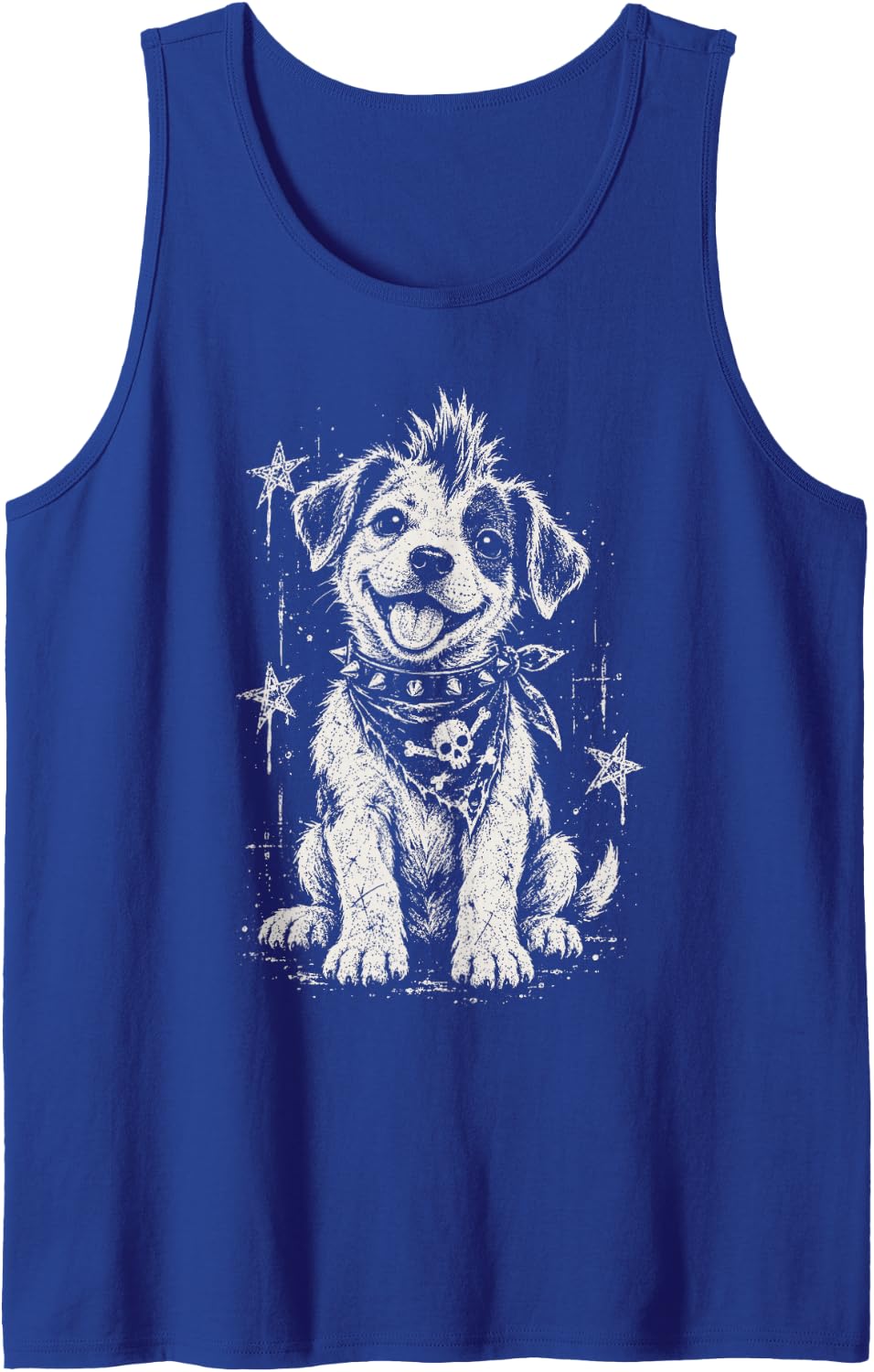 Punk Dog Mohawk Spiked Collar Grunge Puppy for Men, Women Sleeveless Tank Top - Royal Blue